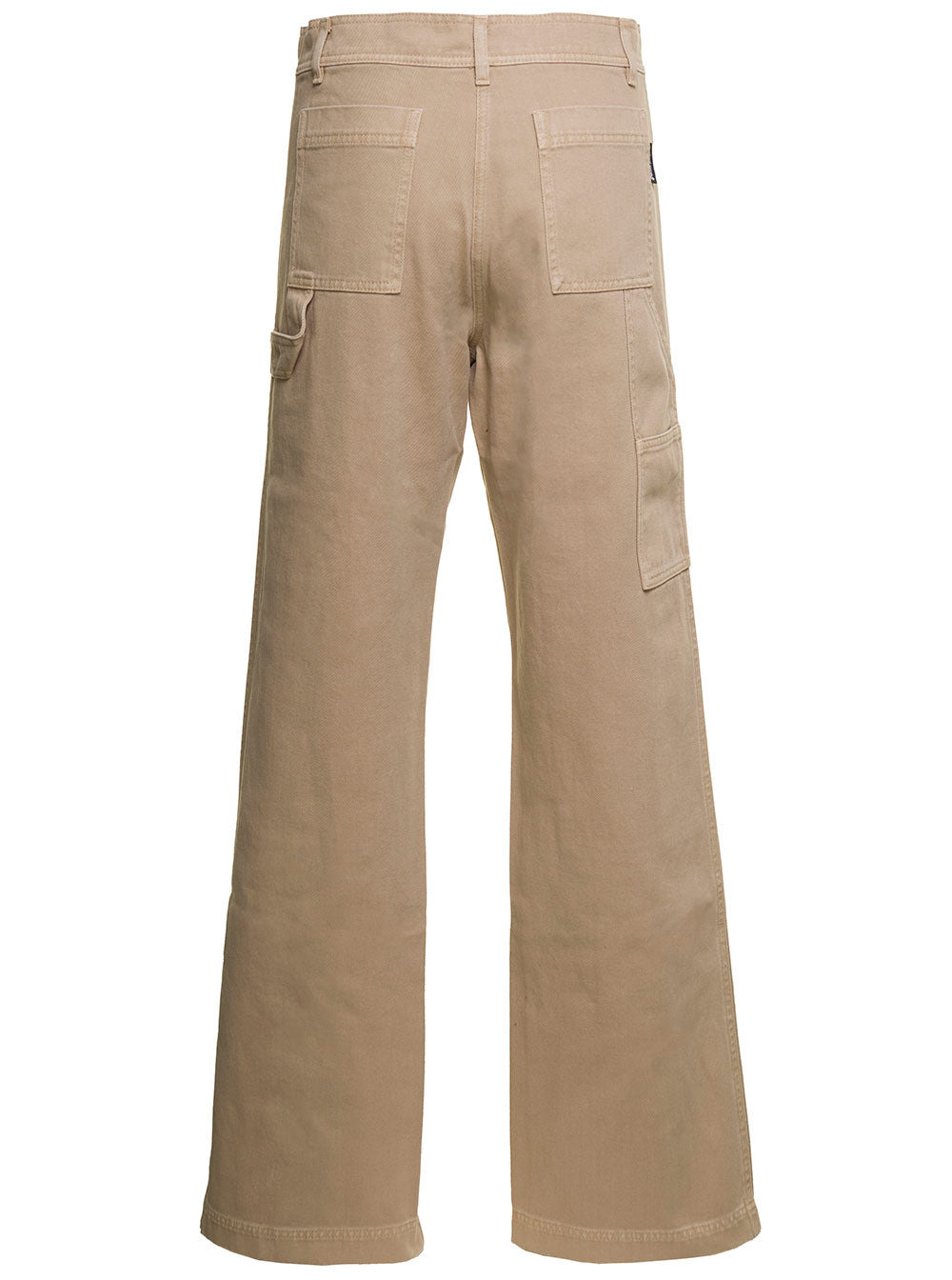 Palm Angels Women Beige 'Cargo' Pants With Embroidered Palm In Cotton Denim Woman - 2