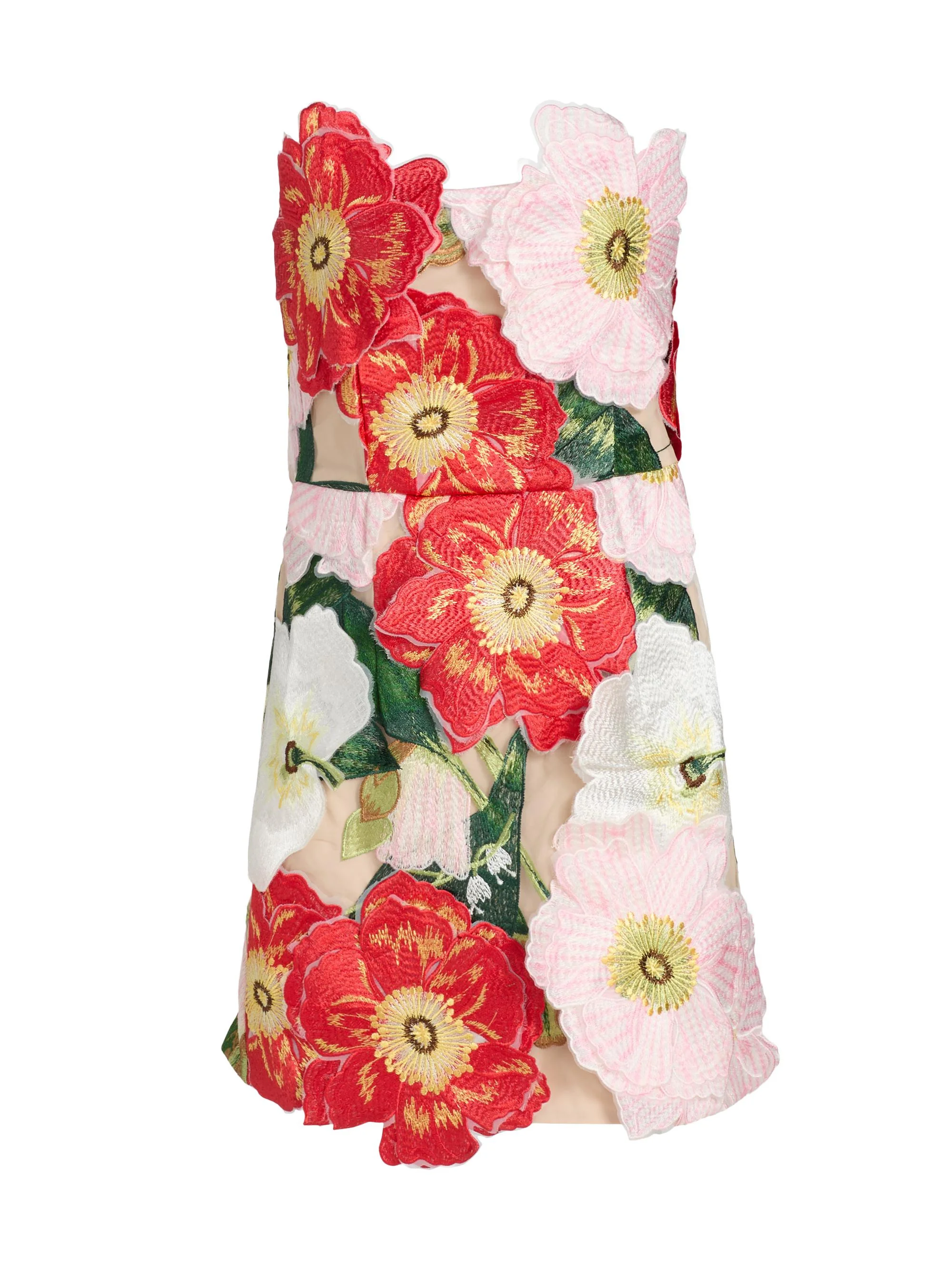Women's Solara 3D Floral Mesh Minidress - Red Pink Multi - 1