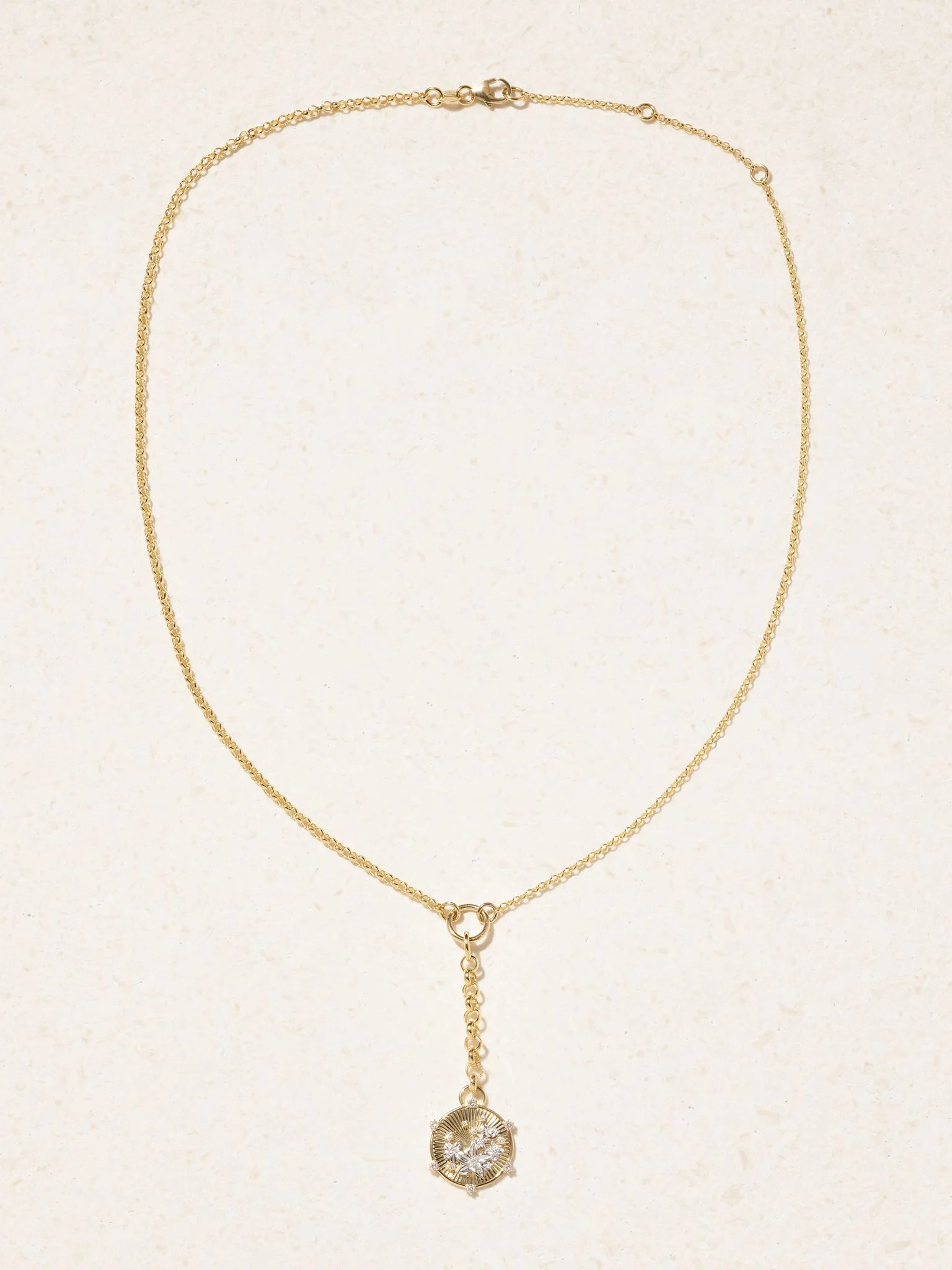 Resilience Blossoms Mixed Belcher 18-karat yellow and white gold diamond necklace Gold - 1