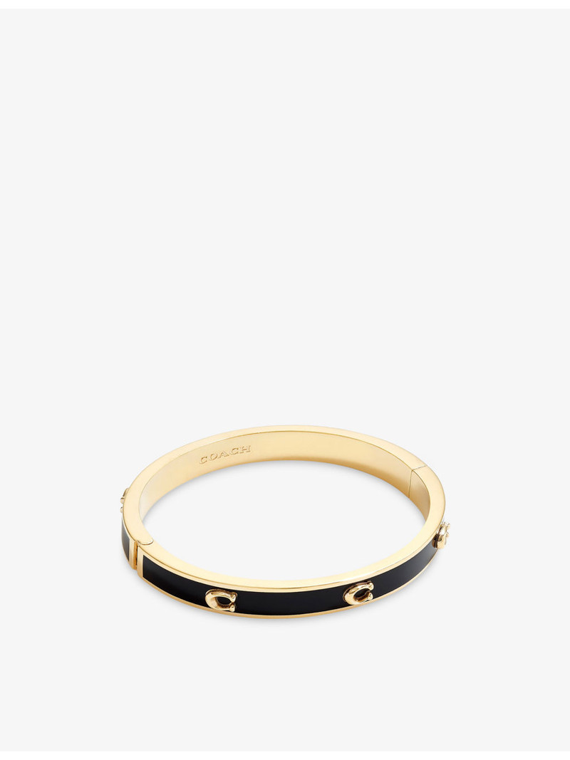 Signature Enamel Hinge Gold-Plated Brass Bangle Bracelet 1