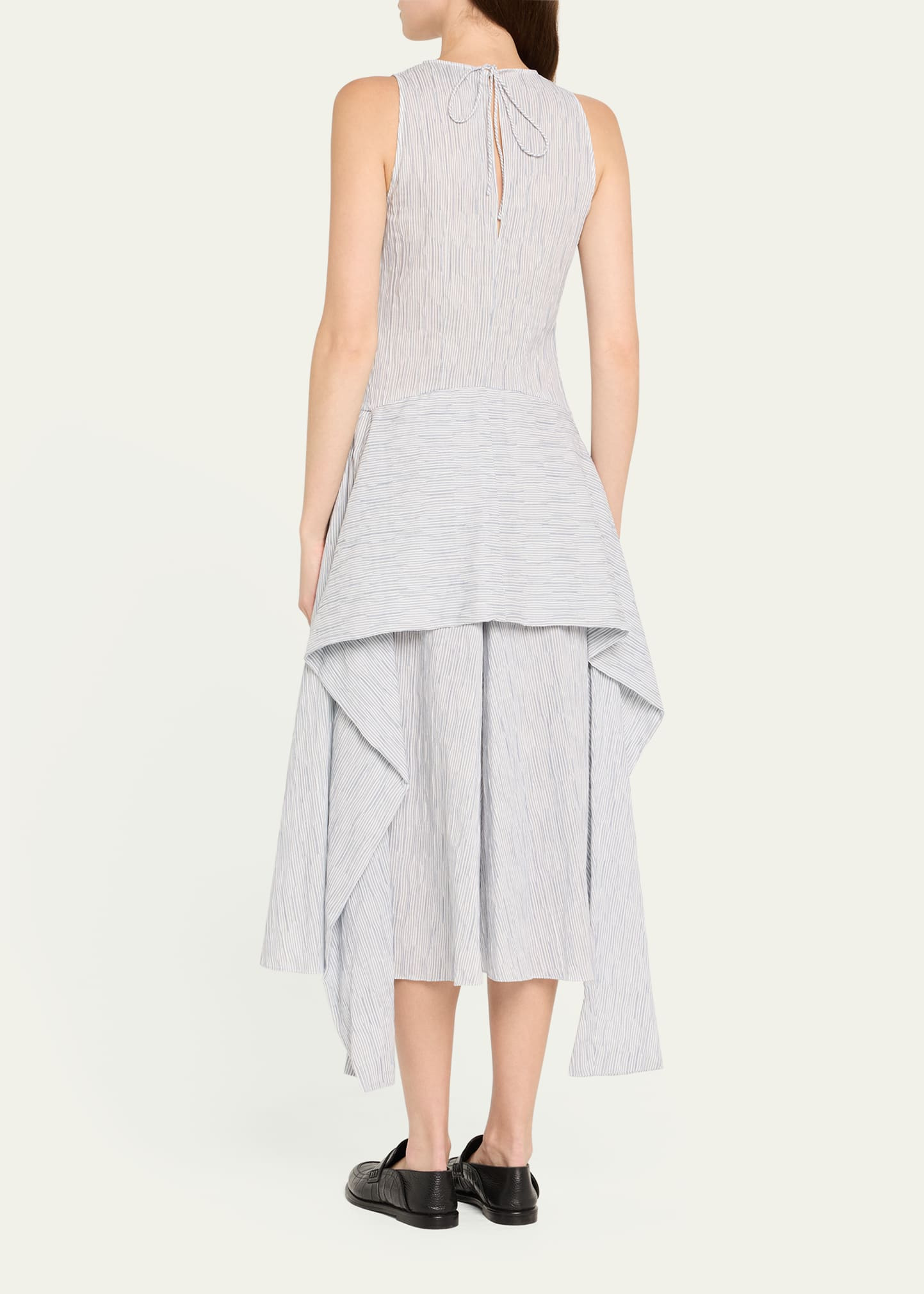 Striped Keyhole Tie-Front Dress - 3
