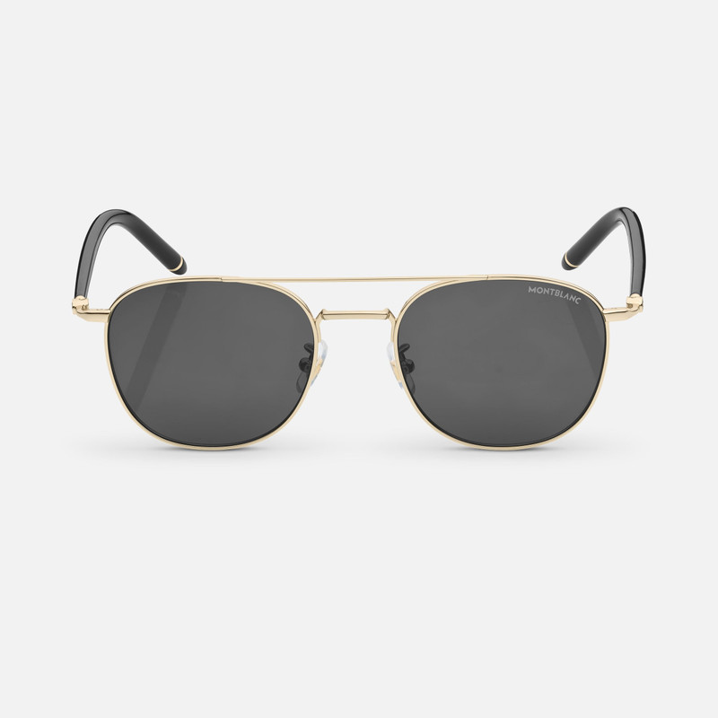 Squared Sunglasses with Black and Gold Colored Metal Frame - 1