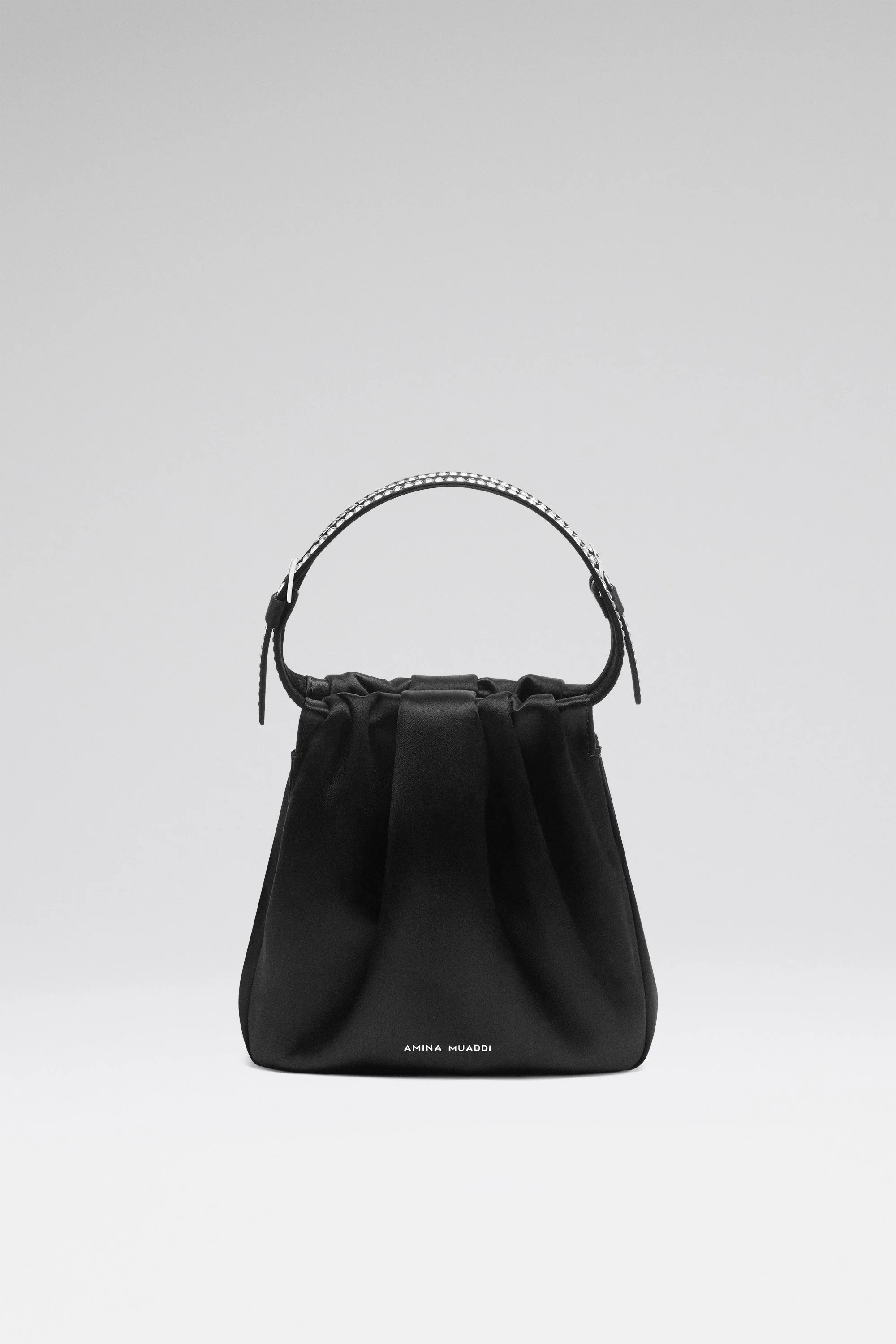 VITTORIA CRYSTAL BAG BLACK SATIN AND WHITE CRYSTALS - 1