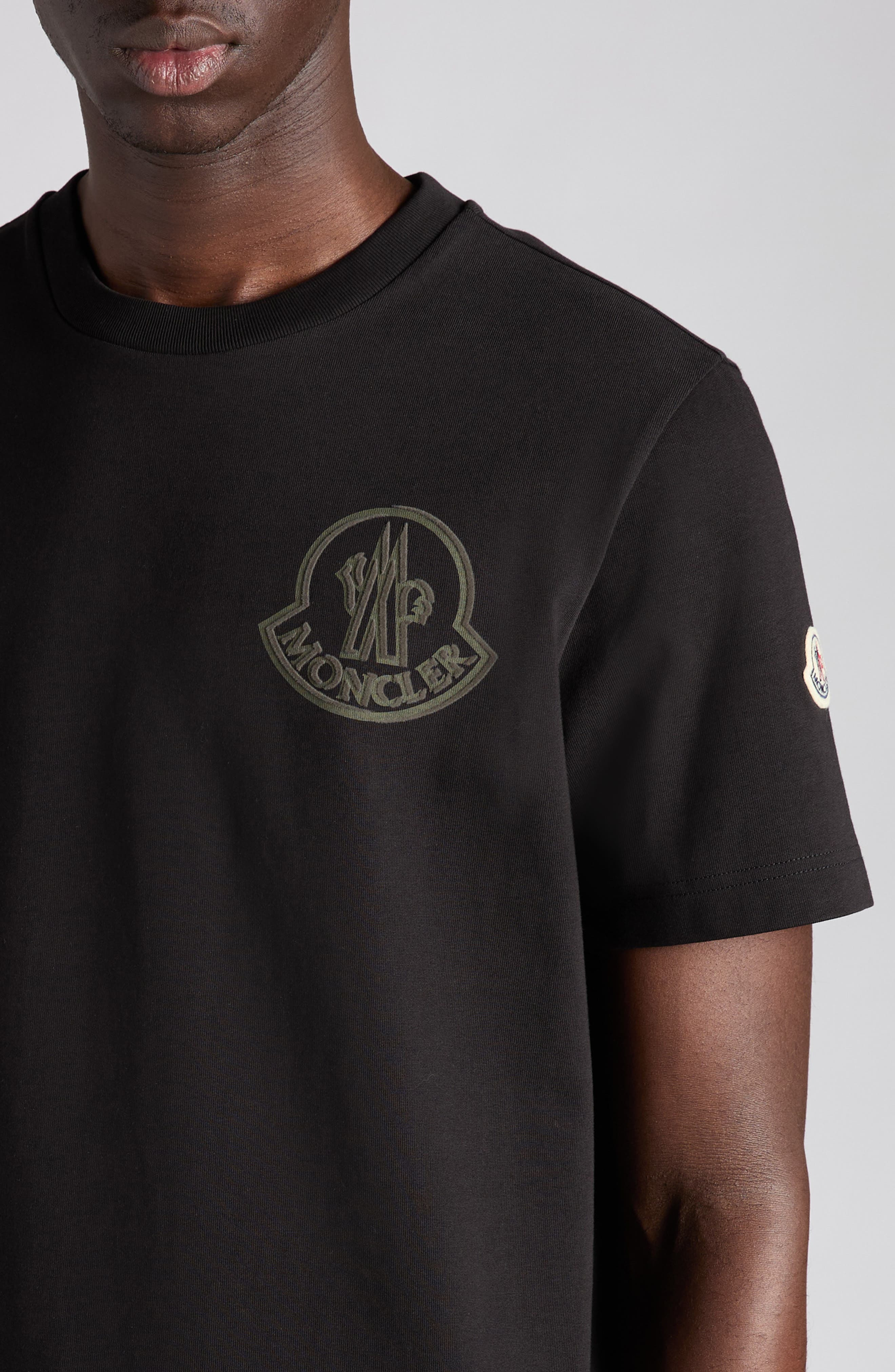 Moncler Logo Patch Cotton T-Shirt in Black at Nordstrom - 4