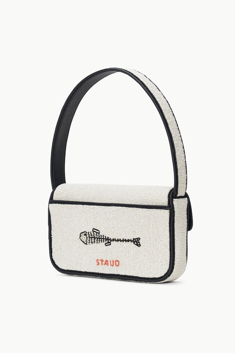 STAUD TOMMY BEADED BAG STAUDINES CREAM 3