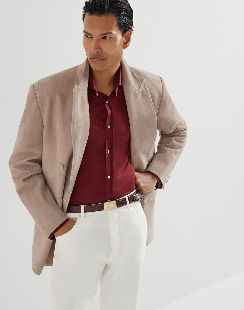 Country suede one-and-a-half breasted blazer with metal buttons 5