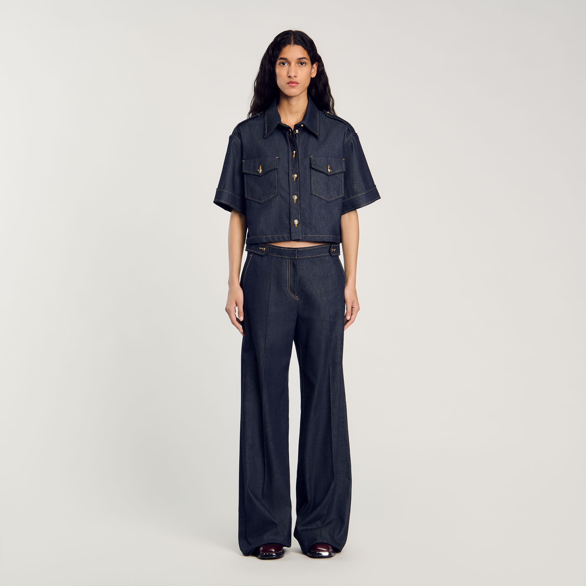 RAW DENIM WIDE-LEG JEANS - 3