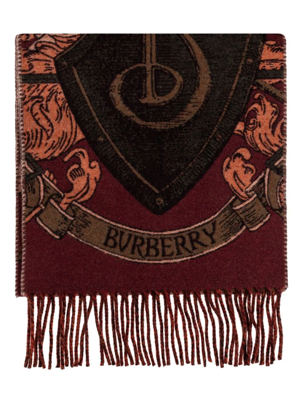 crest-print fringed scarf - 1