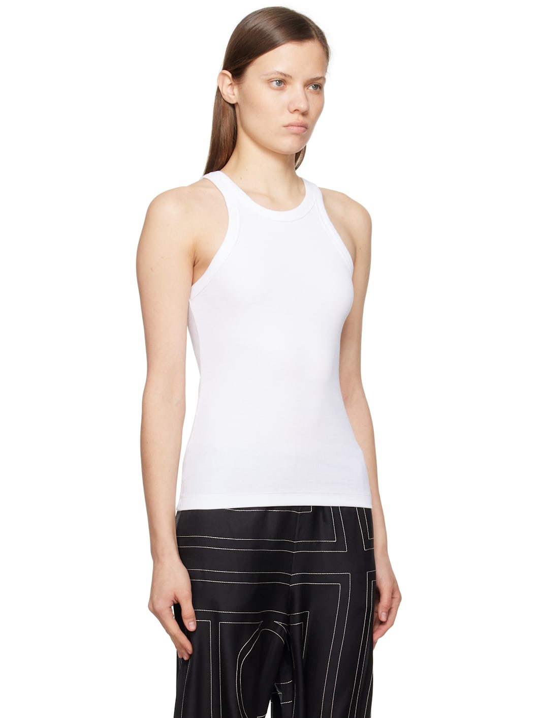 White Curved Rib Tank Top - 2
