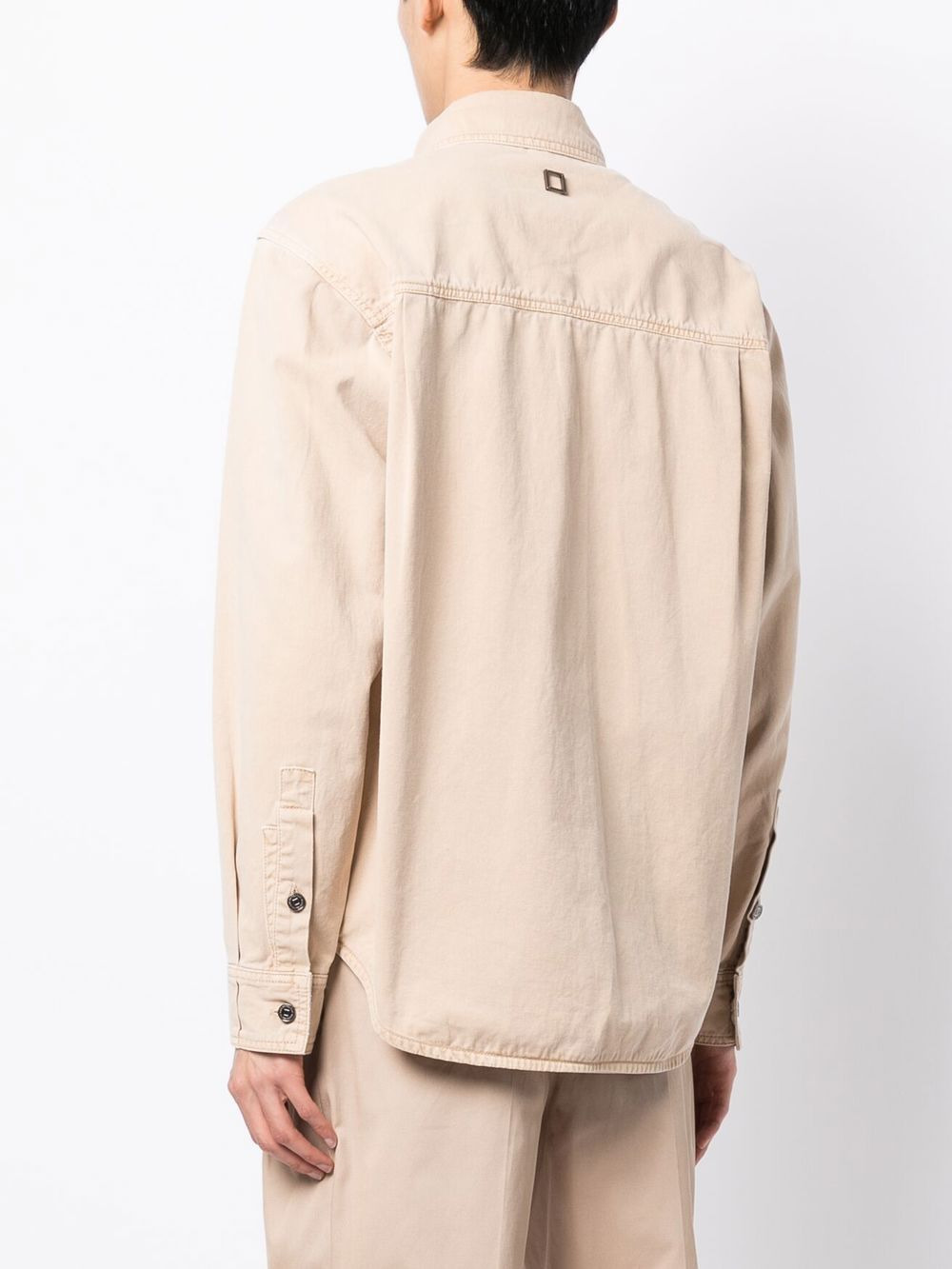 logo-plaque cotton shirt - 4