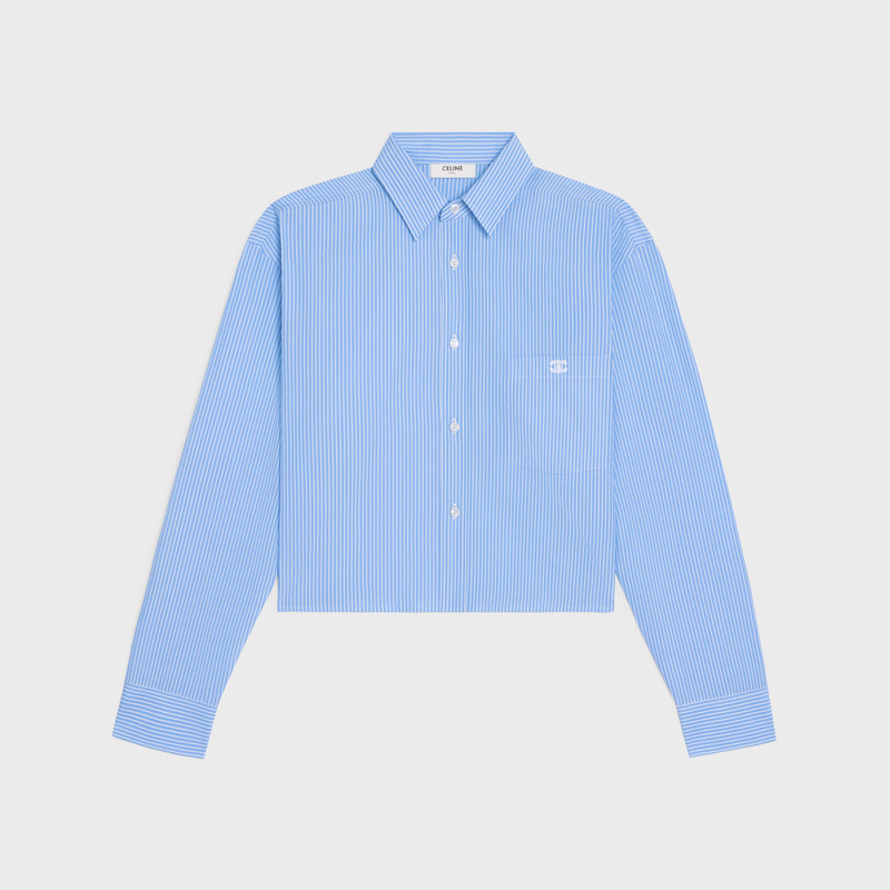 cropped shirt in striped cotton poplin 1