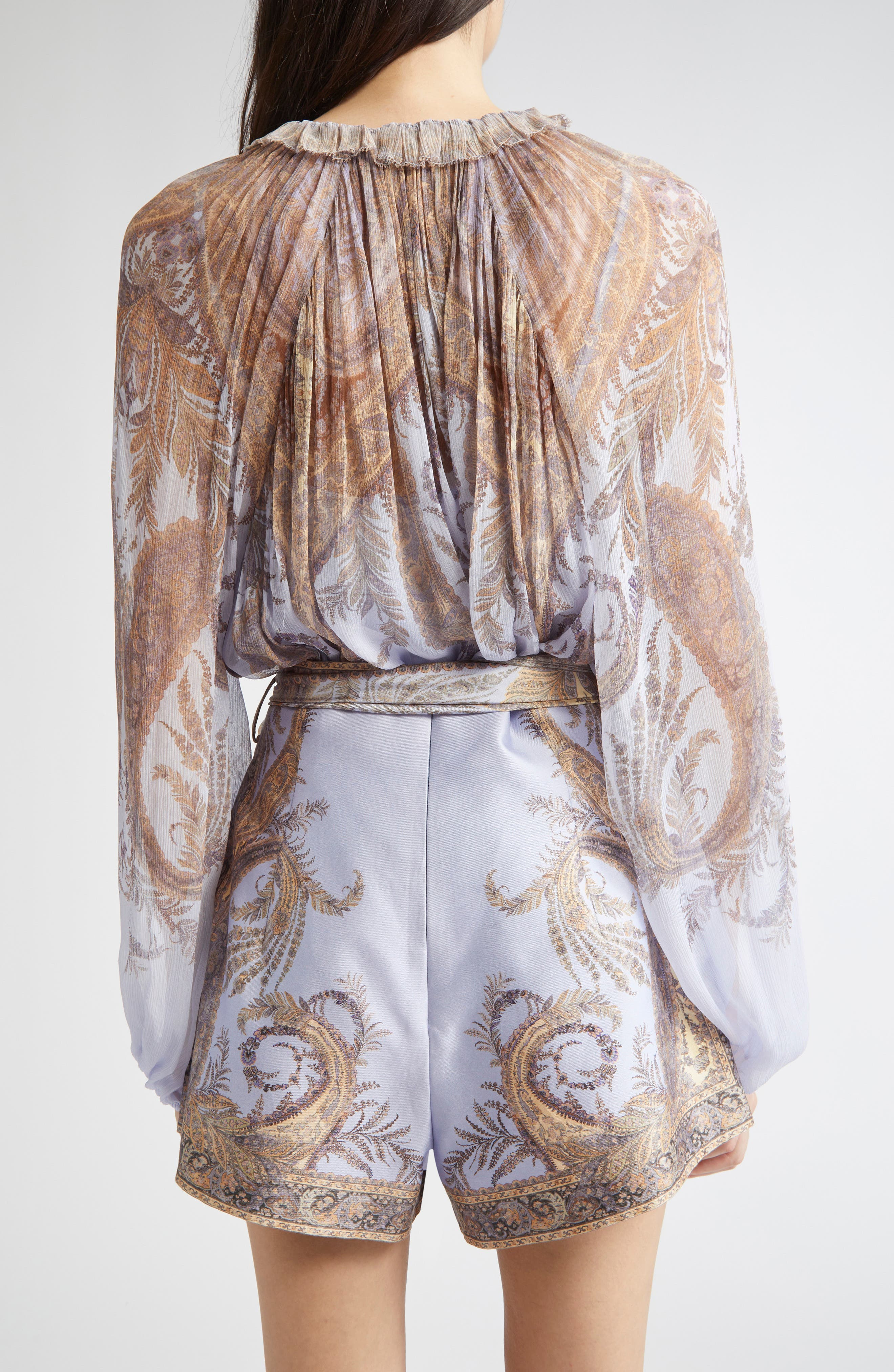 Zimmermann Hypnotic Paisley Split Neck Top in Lilac Paisley at Nordstrom - 3