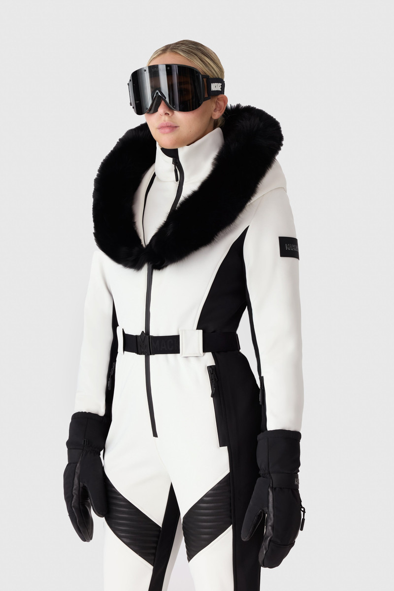 ELLE-ZR Bonded Fleece Ski Suit With Removable Fur-Trimmed Hood 3