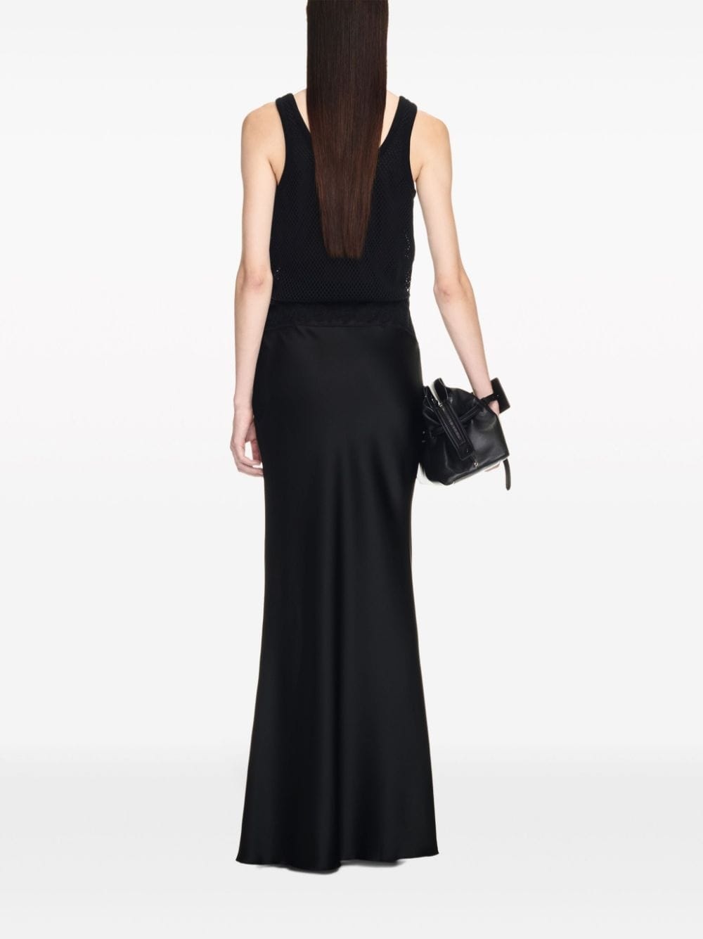 lace-panel satin maxi dress - 4