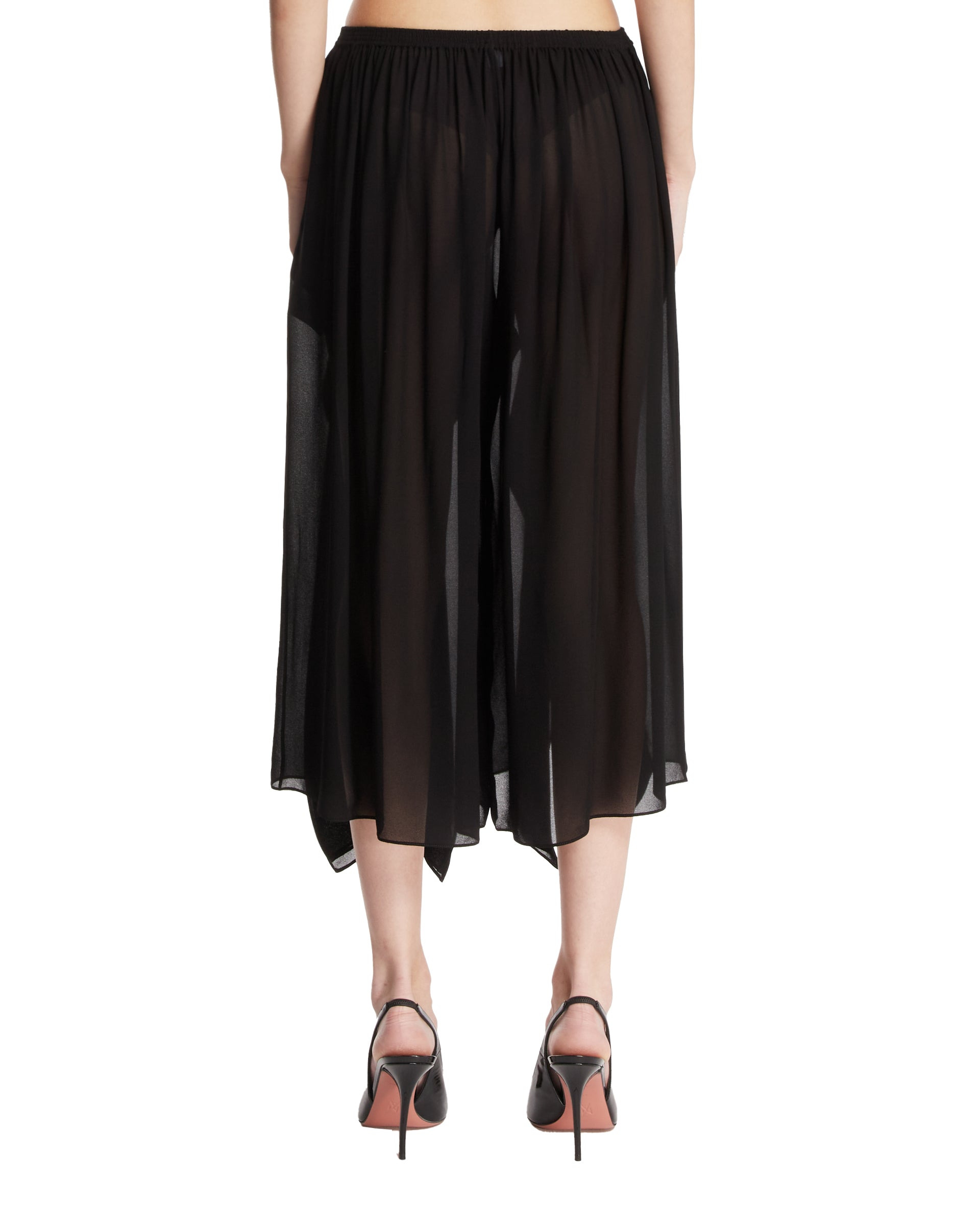 Black Asymmetric Pants with Ruffles - 3