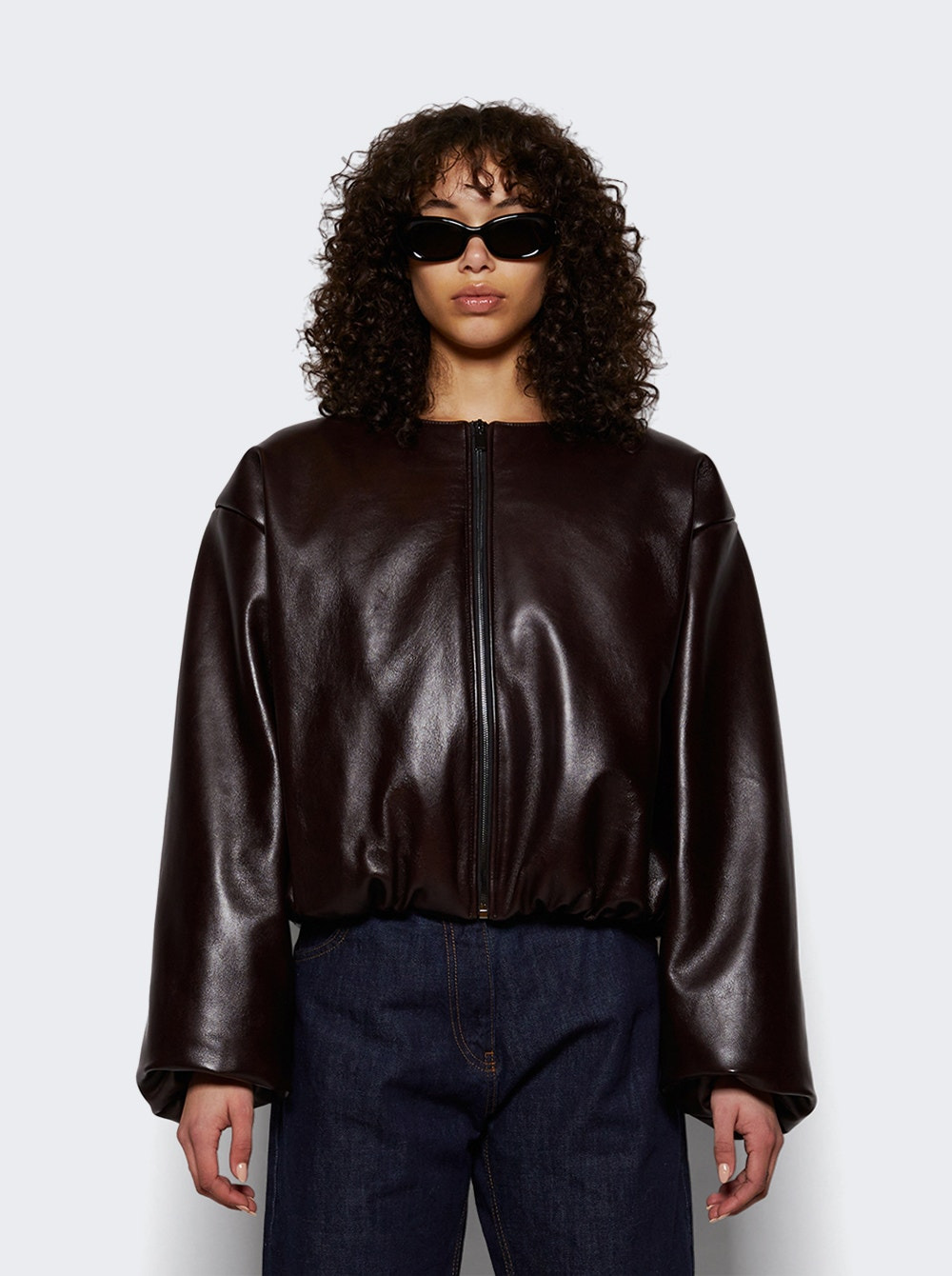 Collarless Jacket Burgundy - 2