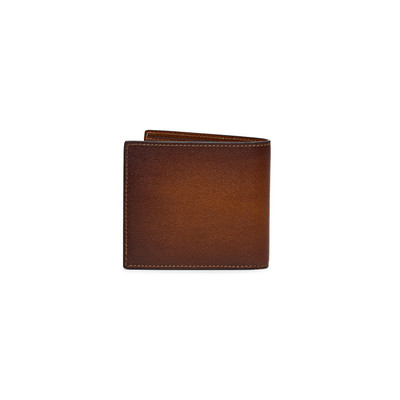 Santoni Brown saffiano leather wallet outlook