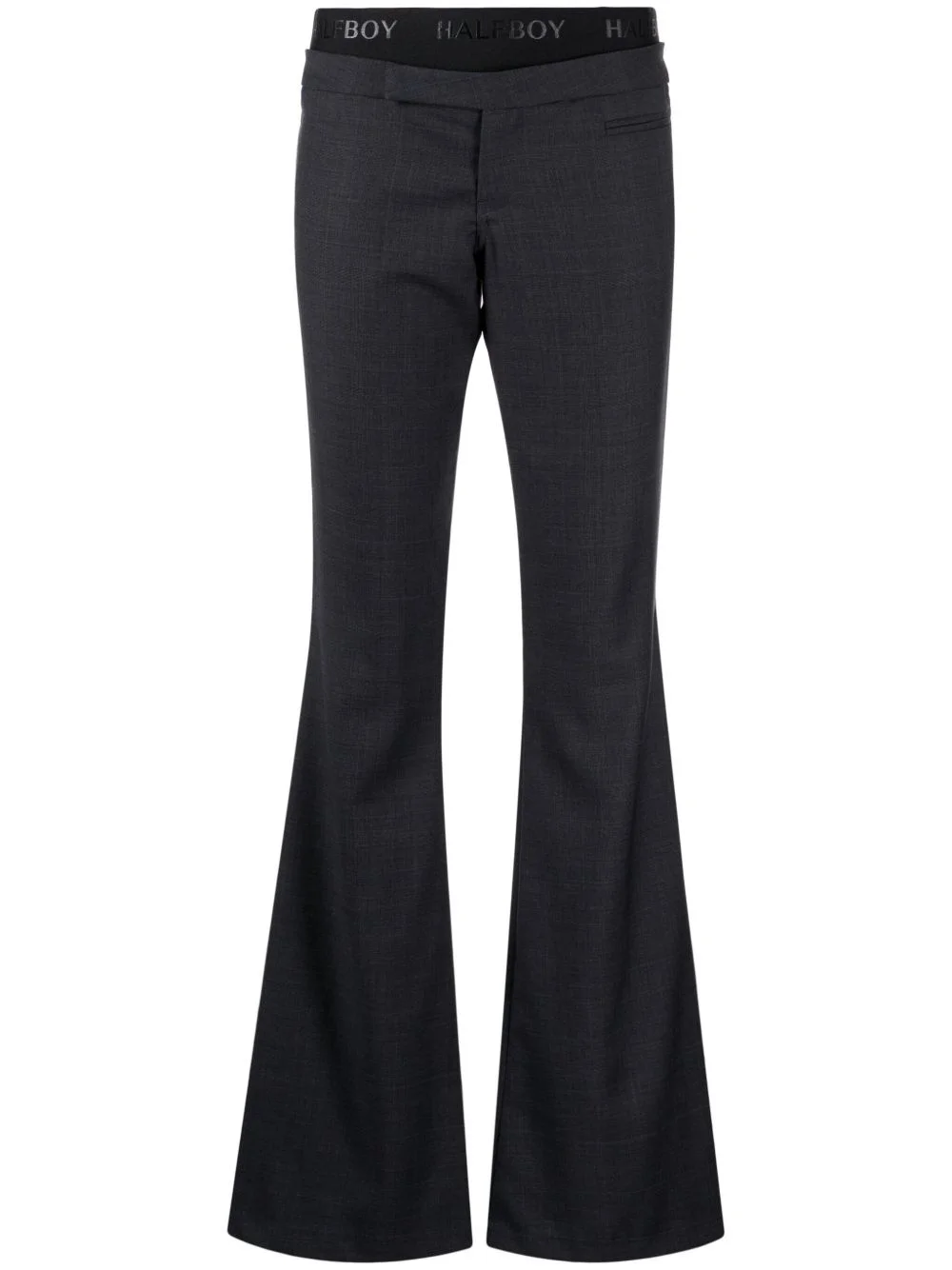 logo-waistband layered-detail flared trousers - 1