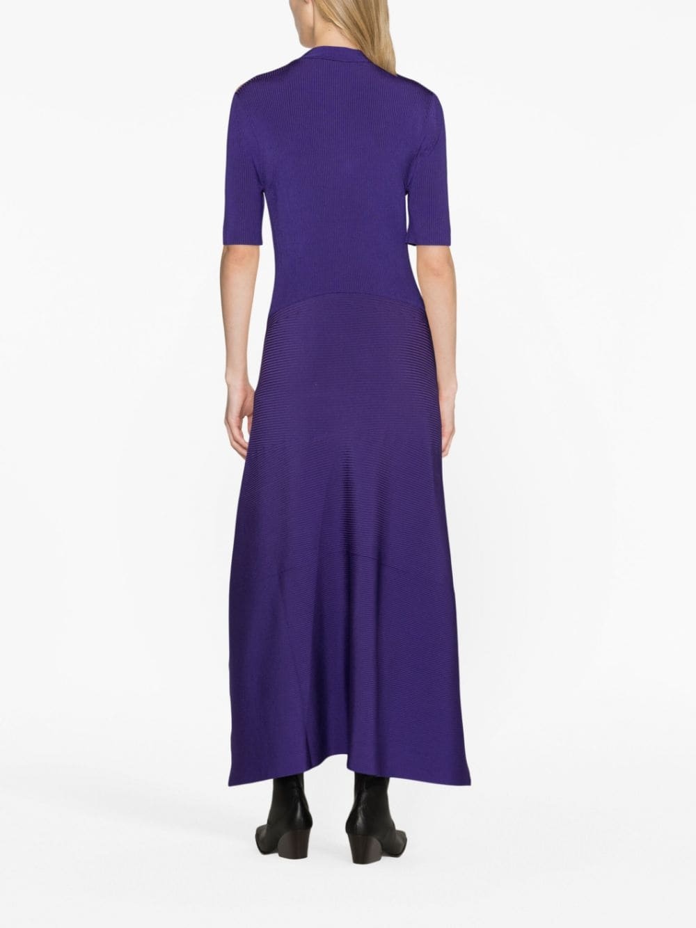 asymmetric ribbed-knit dress - 4