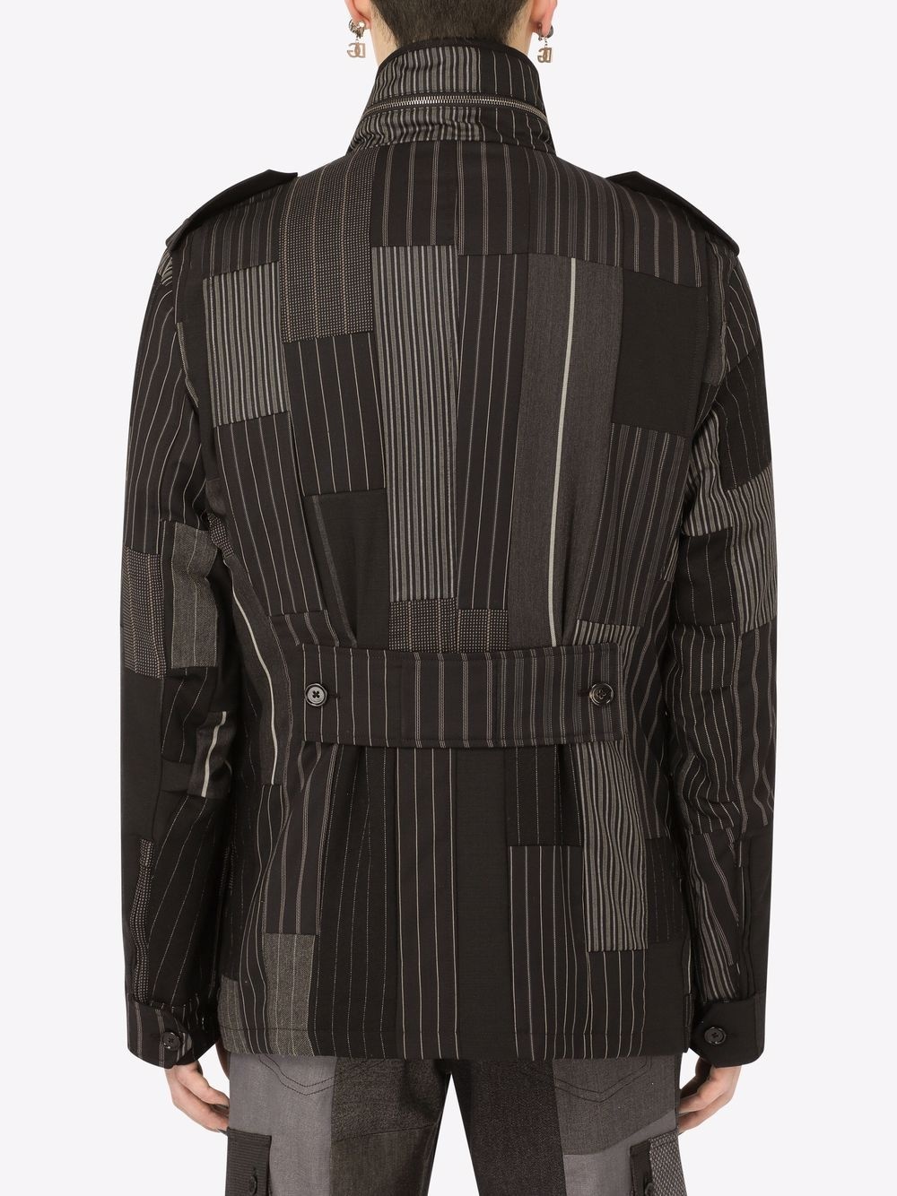 patchwork-stripe utility jacket - 4