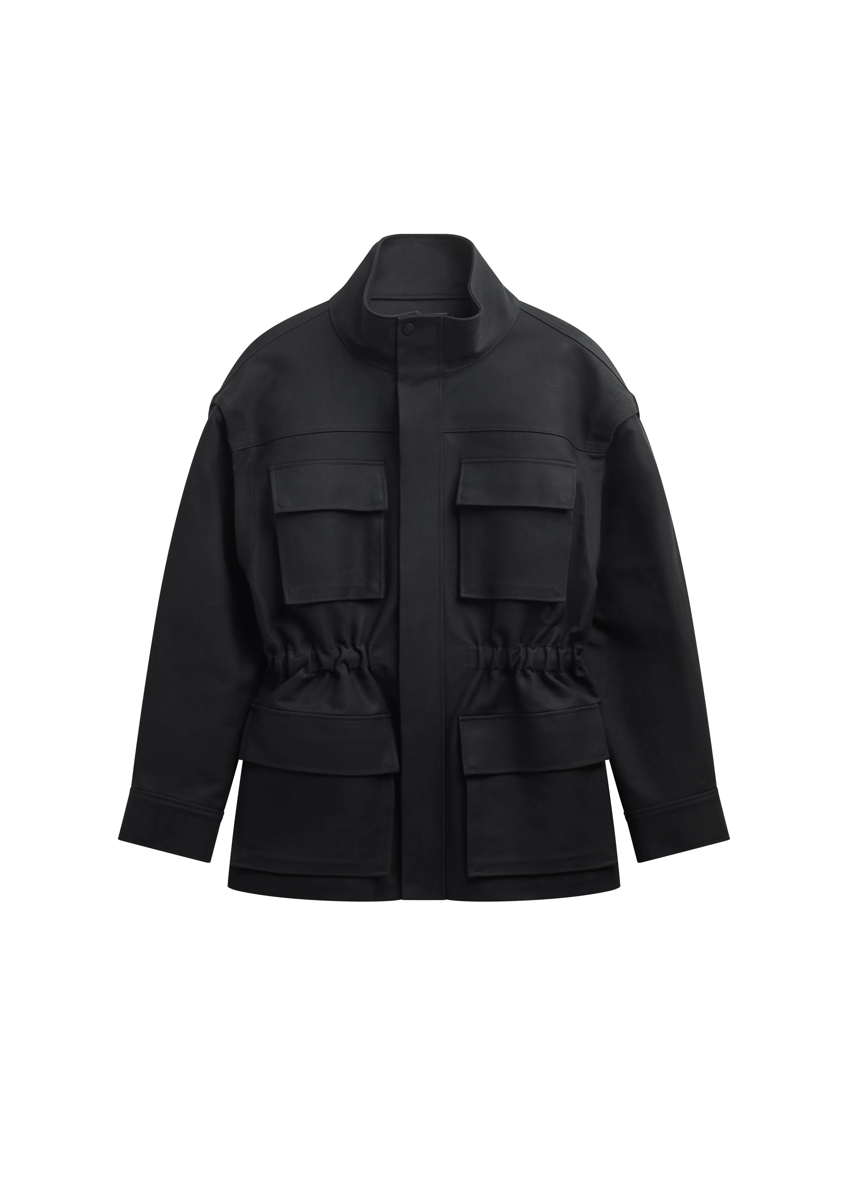 Melton Detachable Sleeve Cargo Jacket - Black - 1