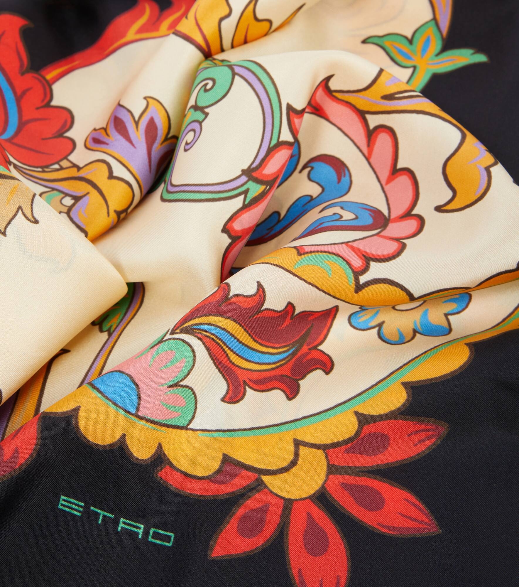 Floral silk twill scarf - 3