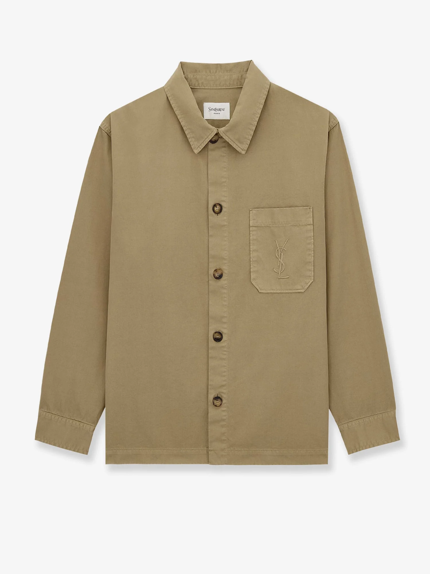 Saint Laurent Cassandre Cotton Overshirt Beige - 1