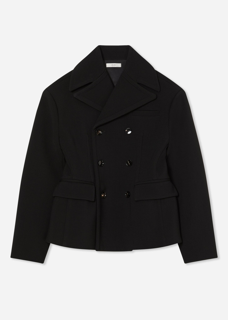 Oversized Double Breasted Peplum Jacket in Wool 1