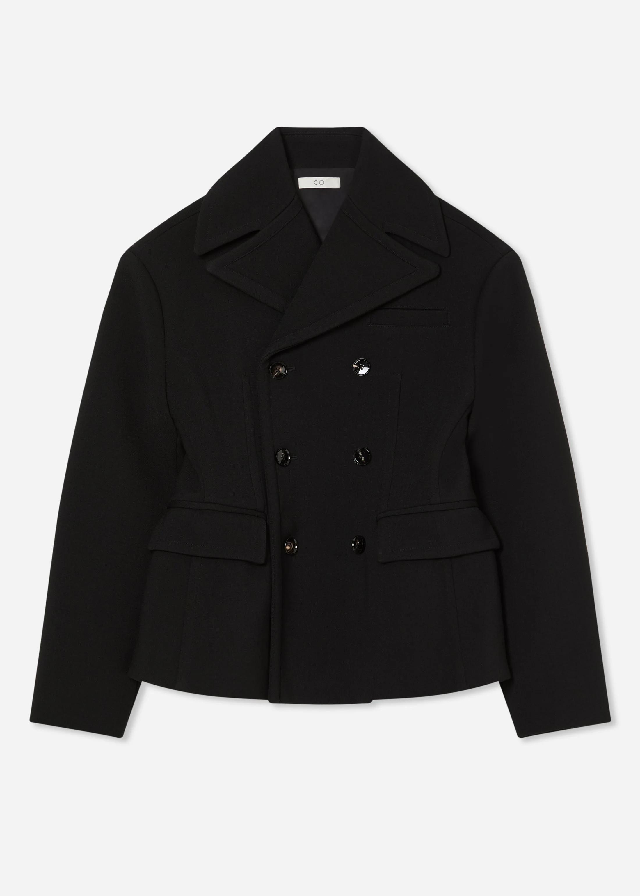 Oversized Double Breasted Peplum Jacket in Wool - 1