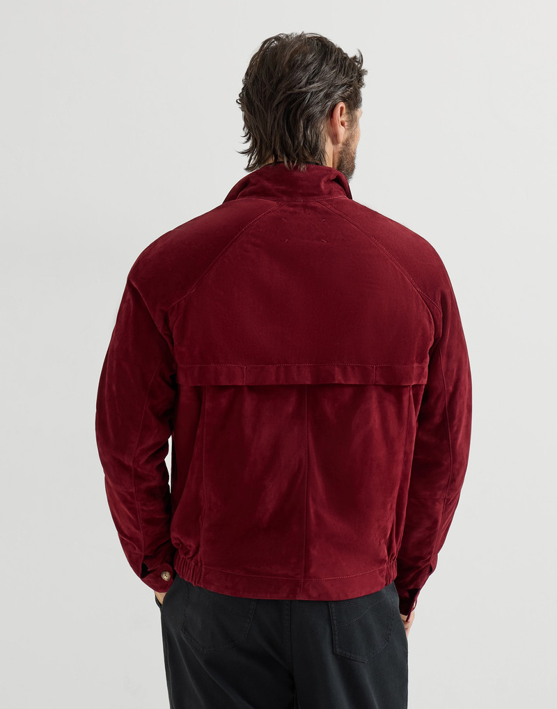 Suede unlined jacket with stand collar 3
