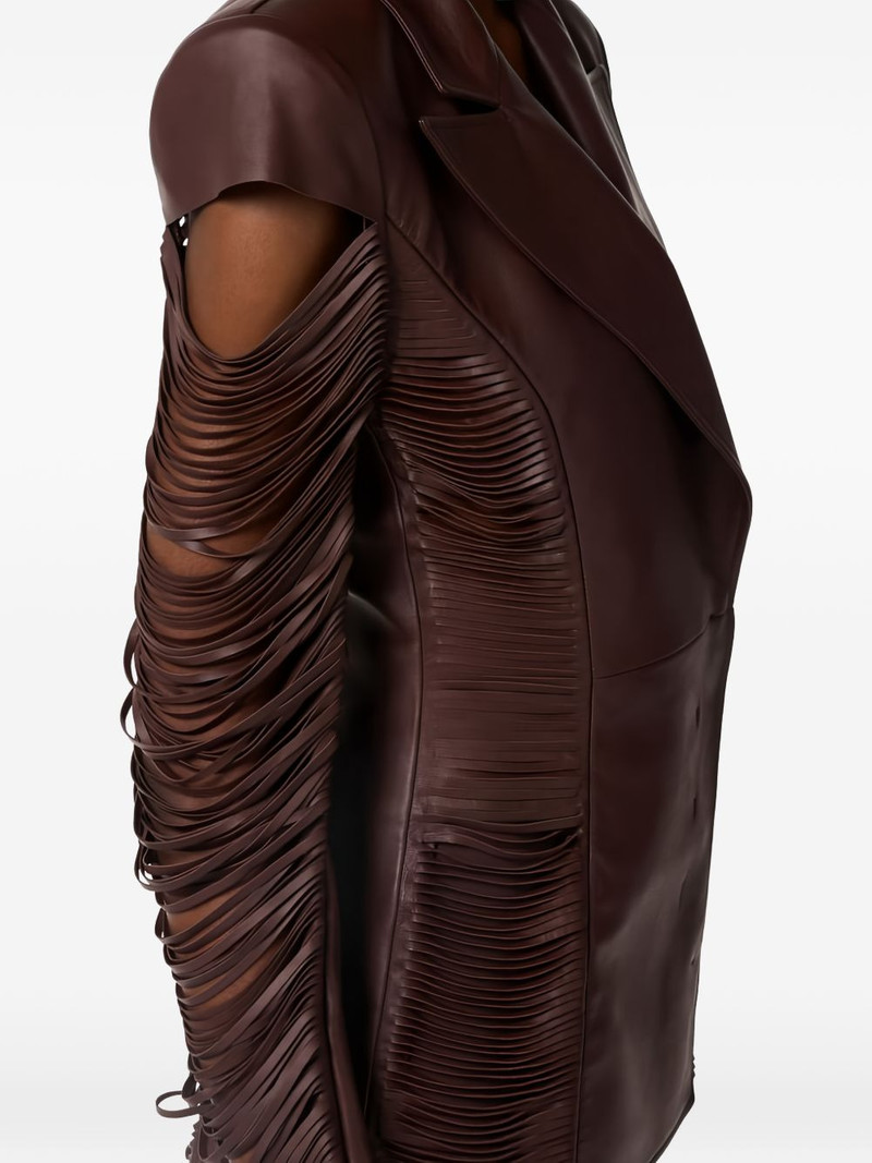 double-breasted fringed leather jacket 6