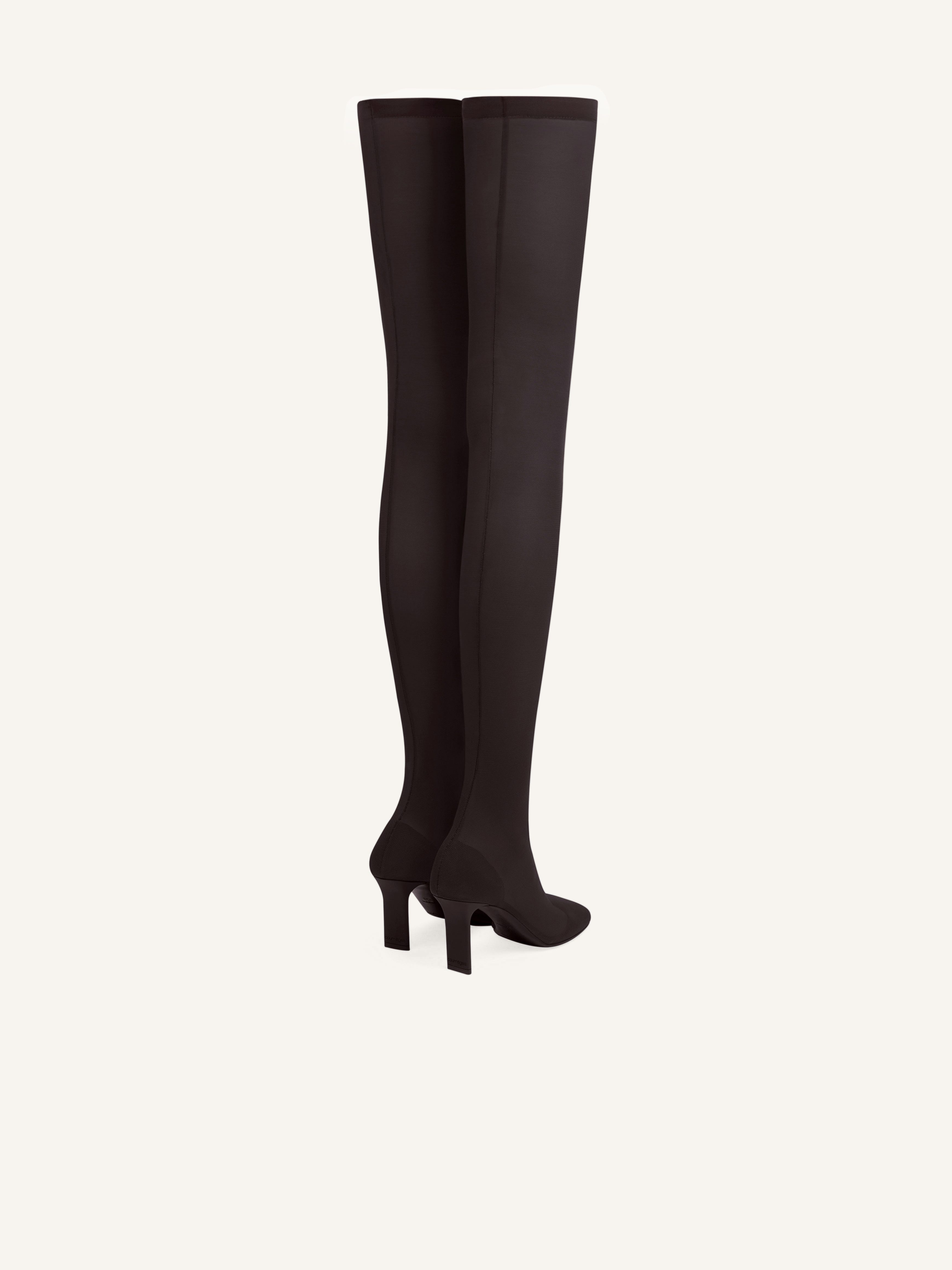 SQUARE TOE MESH THIGH BOOTS - 3