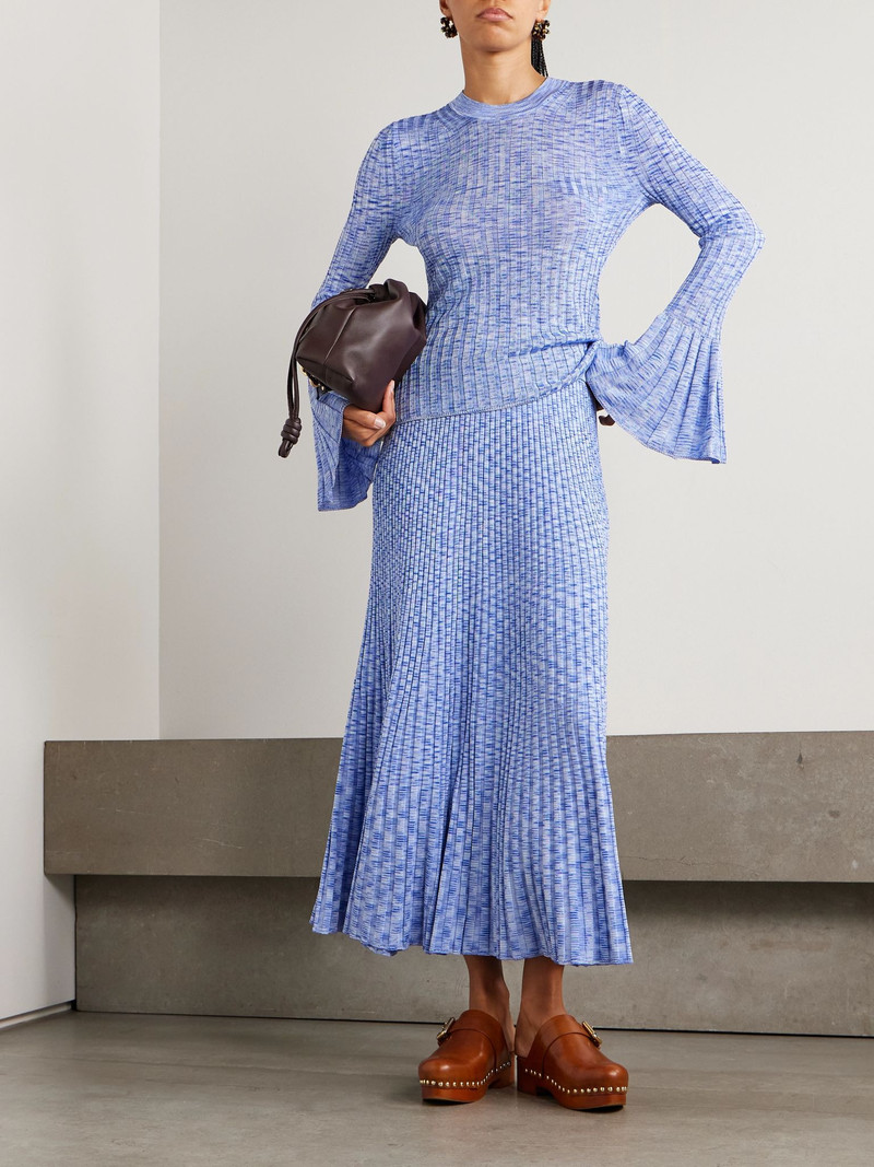 Zimmermann Mouline ribbed-knit midi skirt Blue outlook
