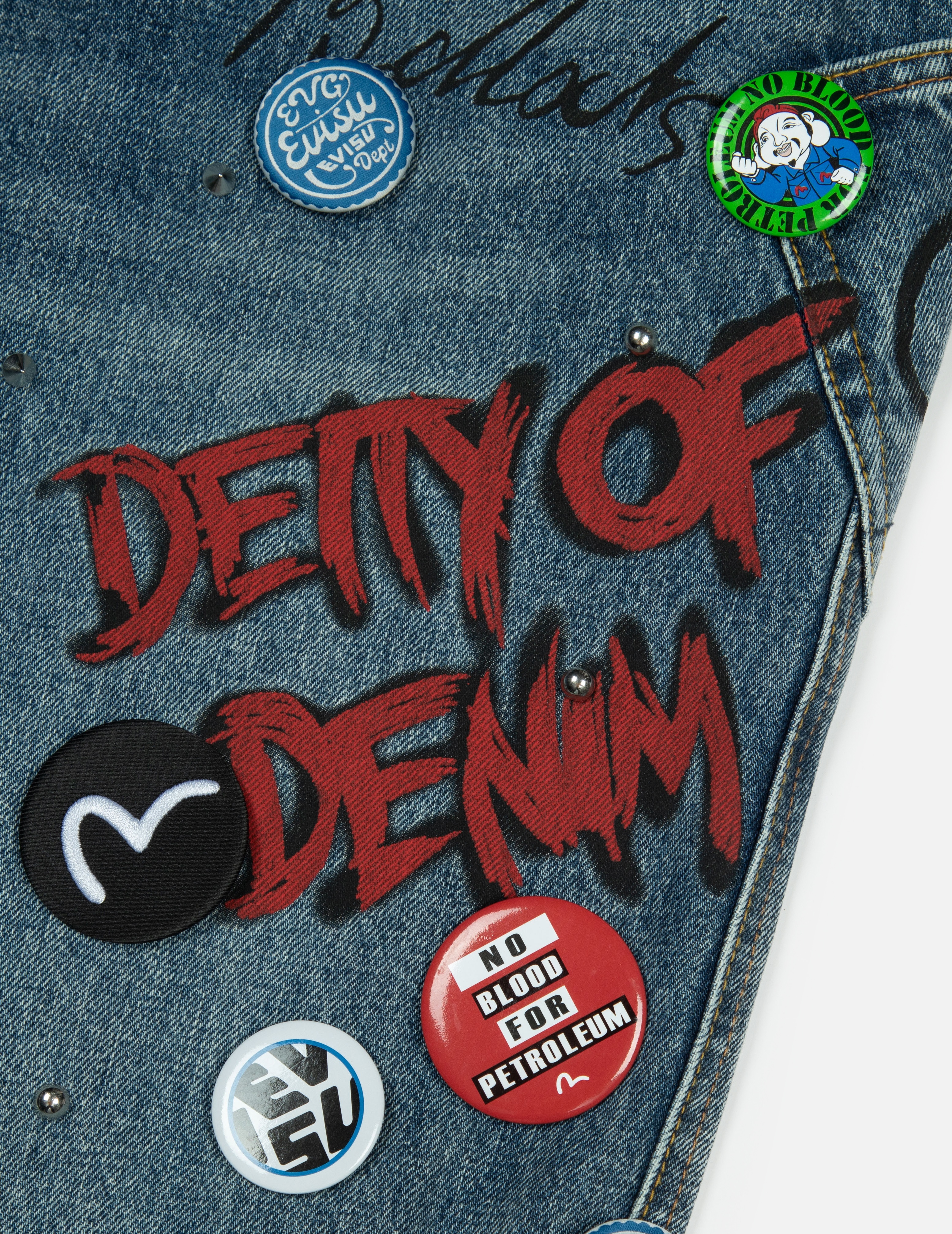 ALLOVER STUDS AND PINS LOOSE FIT DENIM JOGGERS - 5