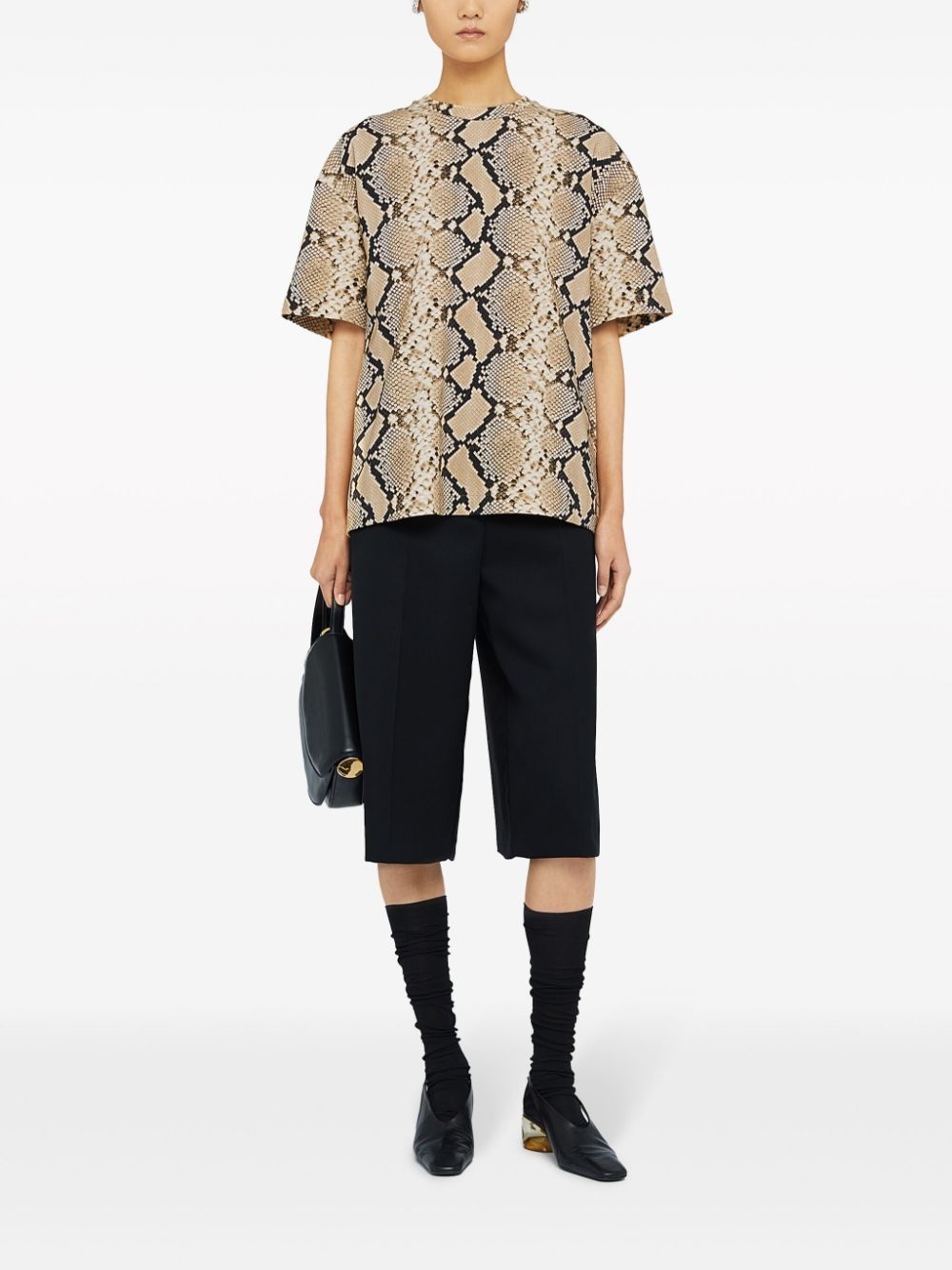 snakeskin-print cotton T-shirt - 2