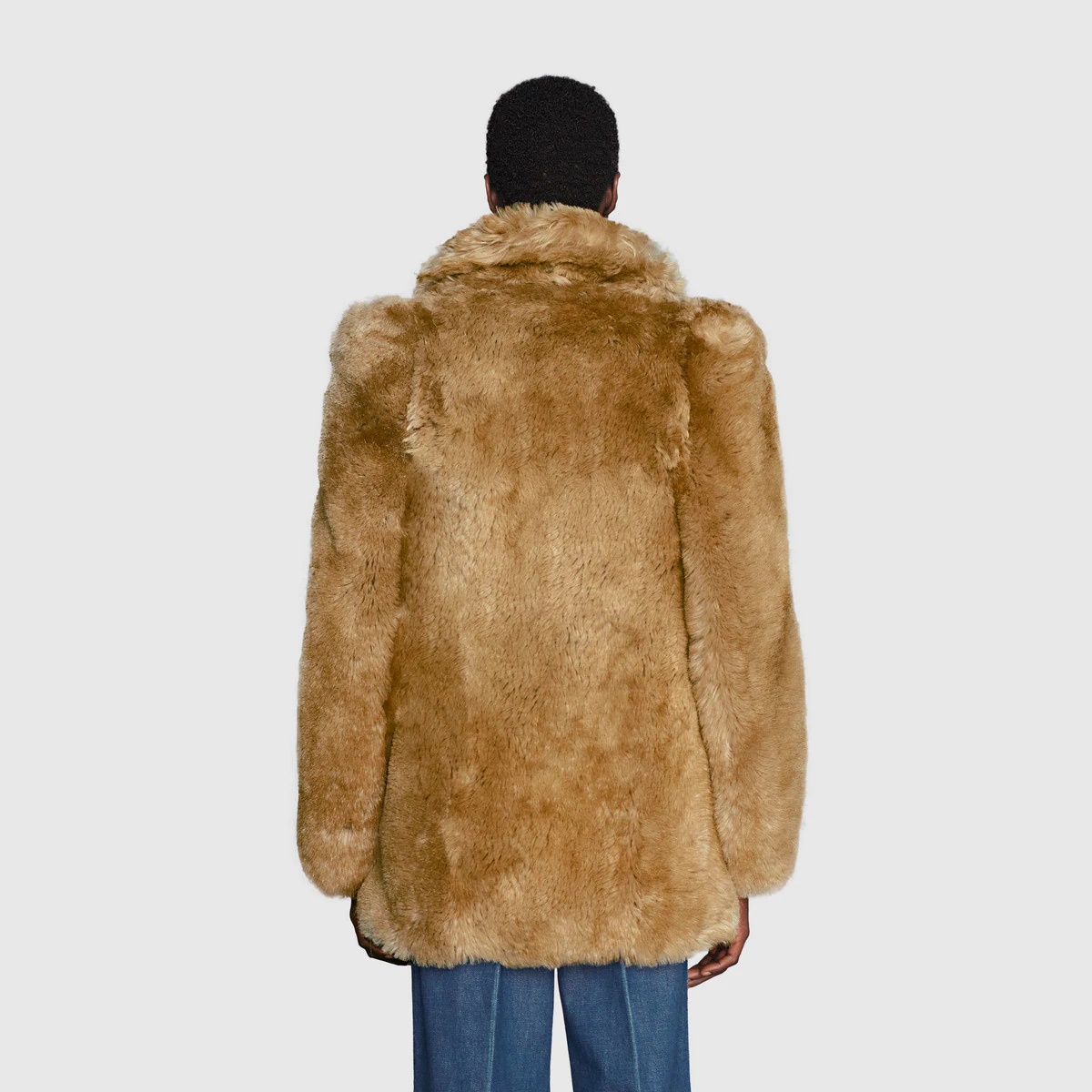 Shearling single-breasted coat - 4