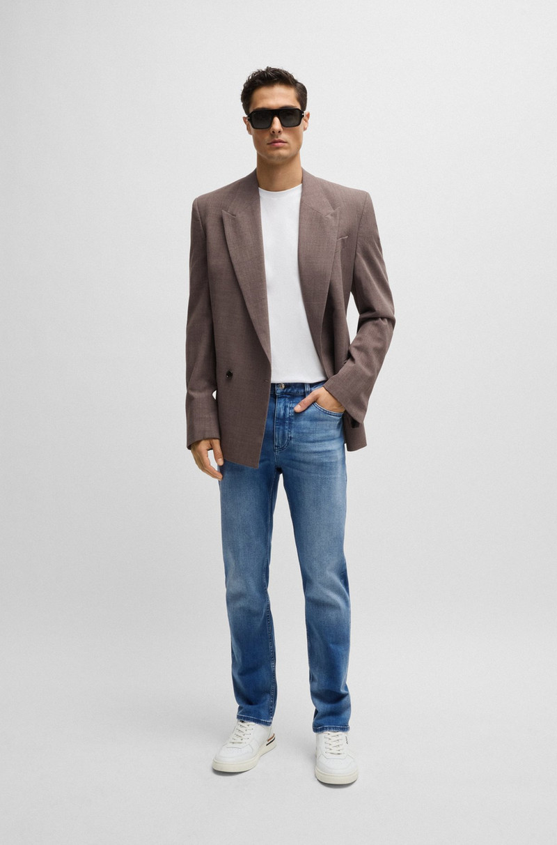BOSS DELAWARE SLIM-FIT JEANS IN BLUE CASHMERE-TOUCH DENIM outlook