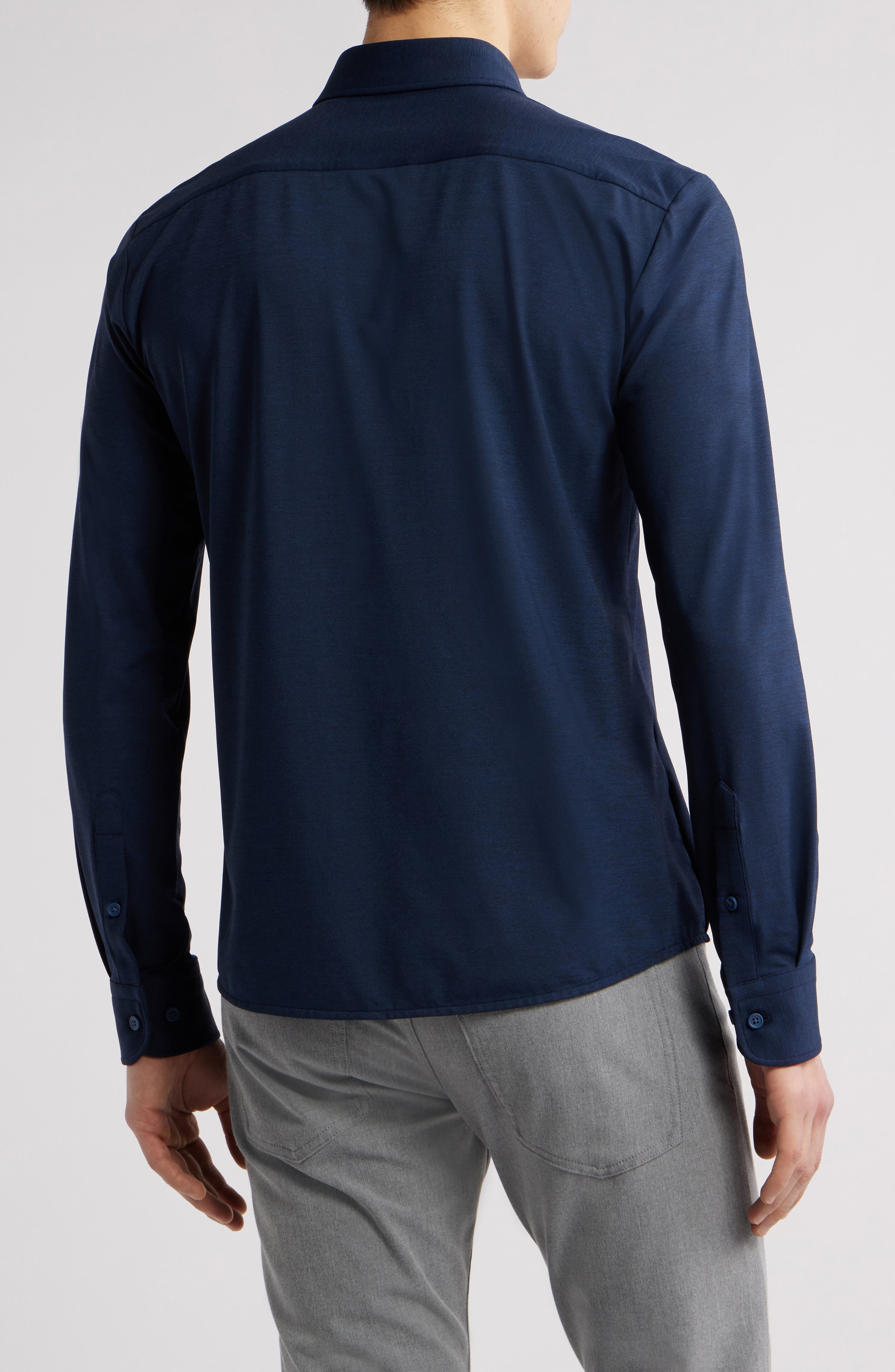 BOSS Roan Kent Knit Button-Up Shirt in Dark Blue at Nordstrom - 3