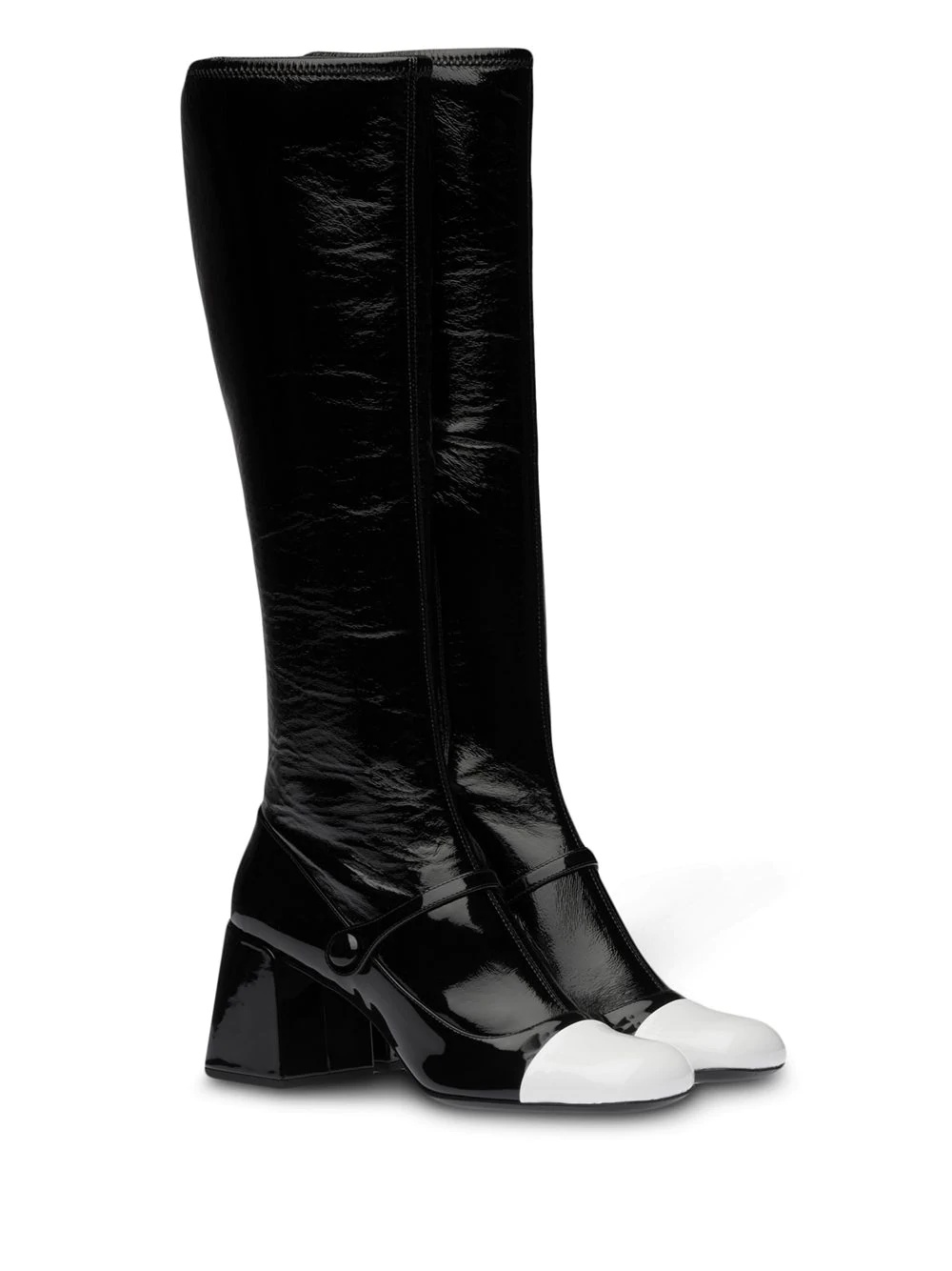 patent-leather block heel boots - 2