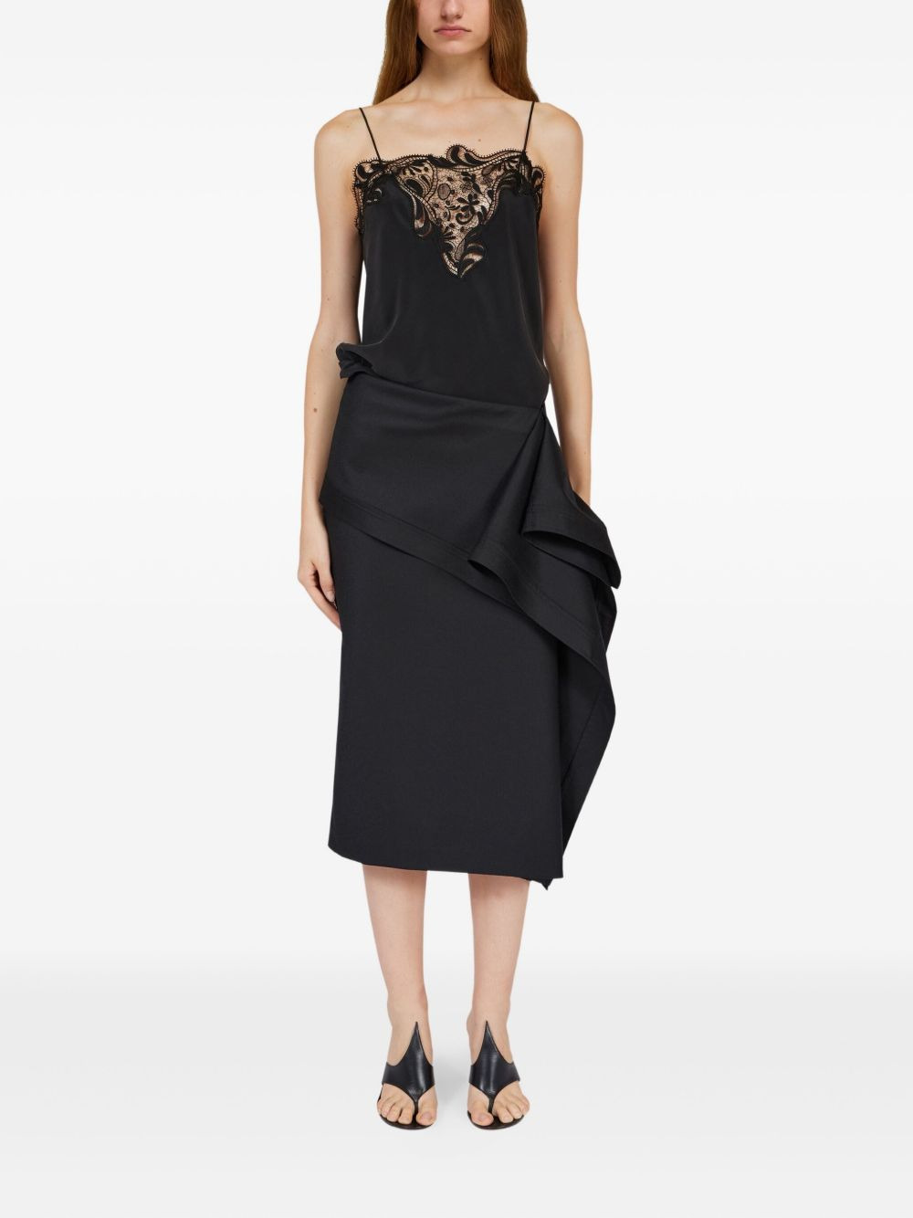 silk embroidered-lace top - 2