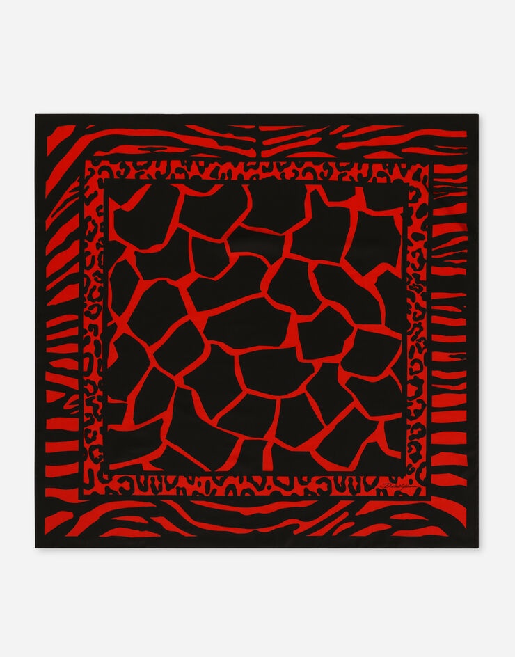 Giraffe-print twill scarf (90 x 90) - 1