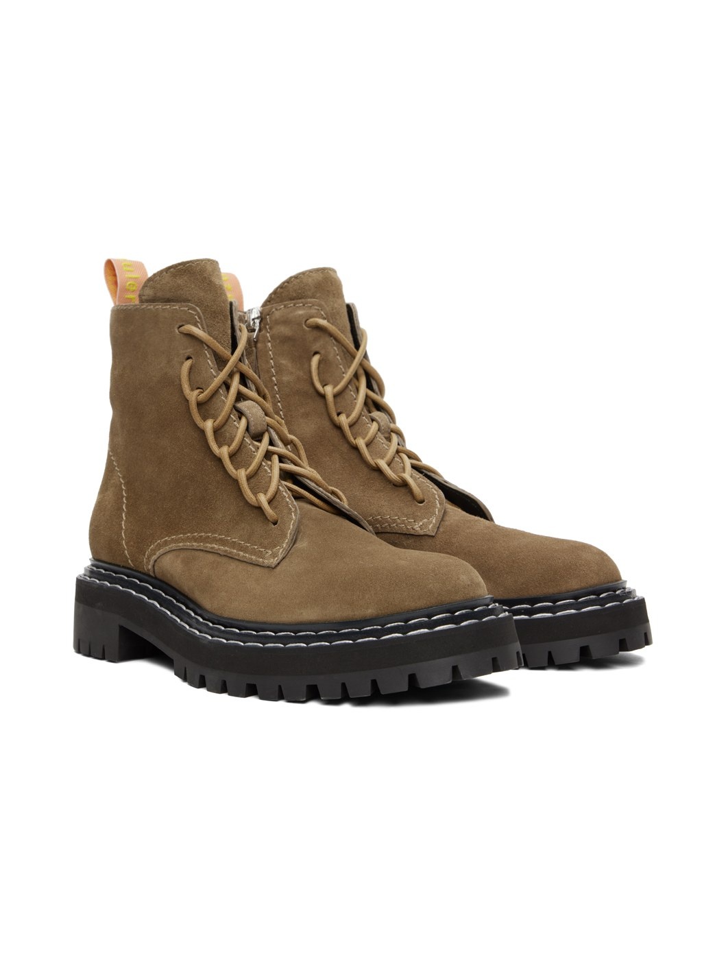 Taupe Lug Sole Combat Boots - 4