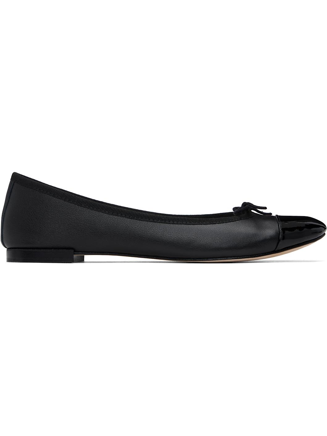 Black Flora Bi-Material Ballerina Flats - 1
