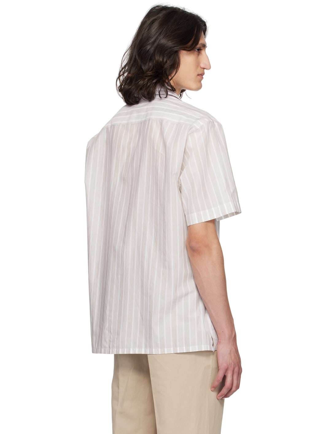 Beige & Off-White Stripe Shirt - 3