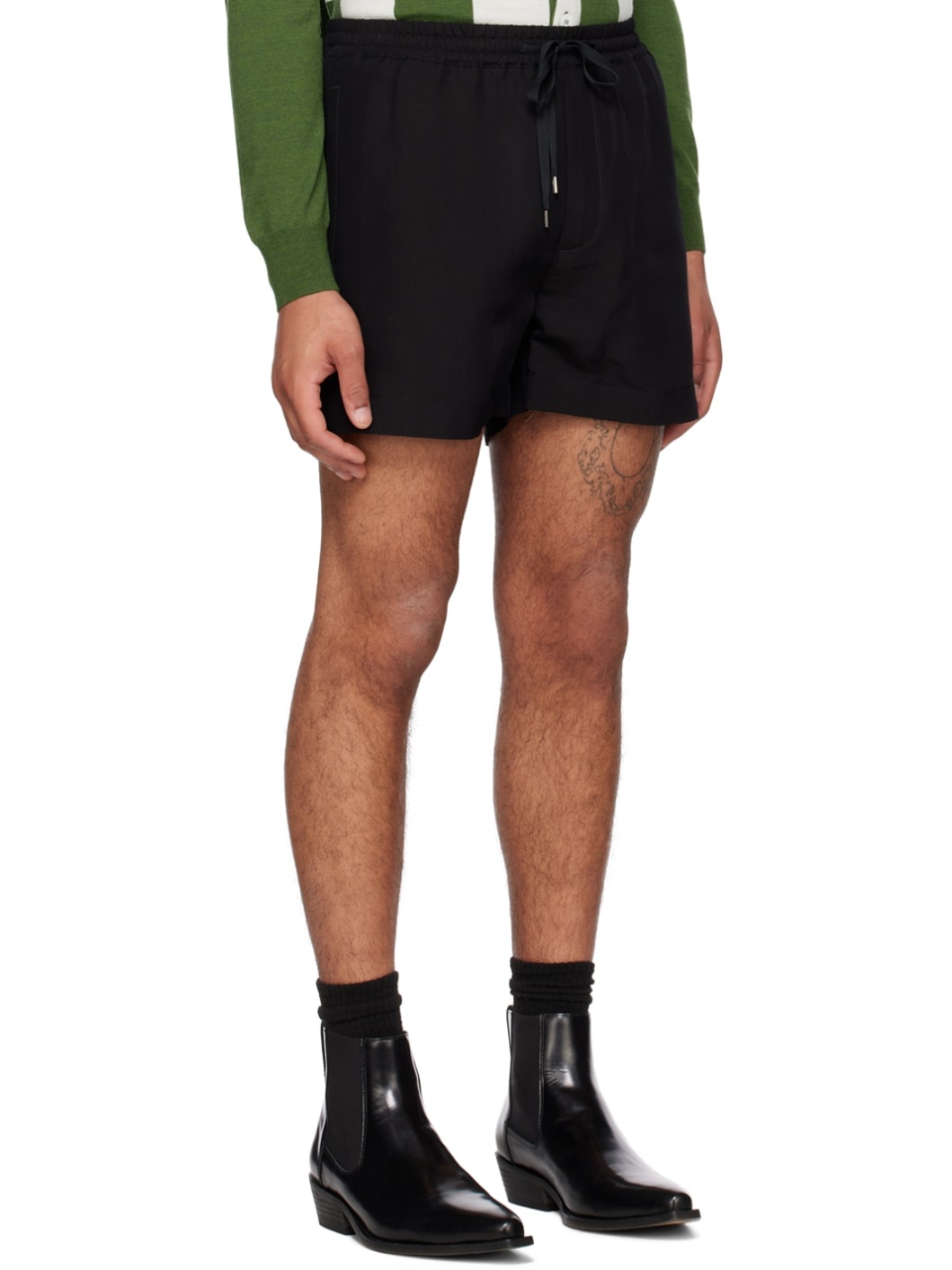 Black Crinkled Shorts - 2