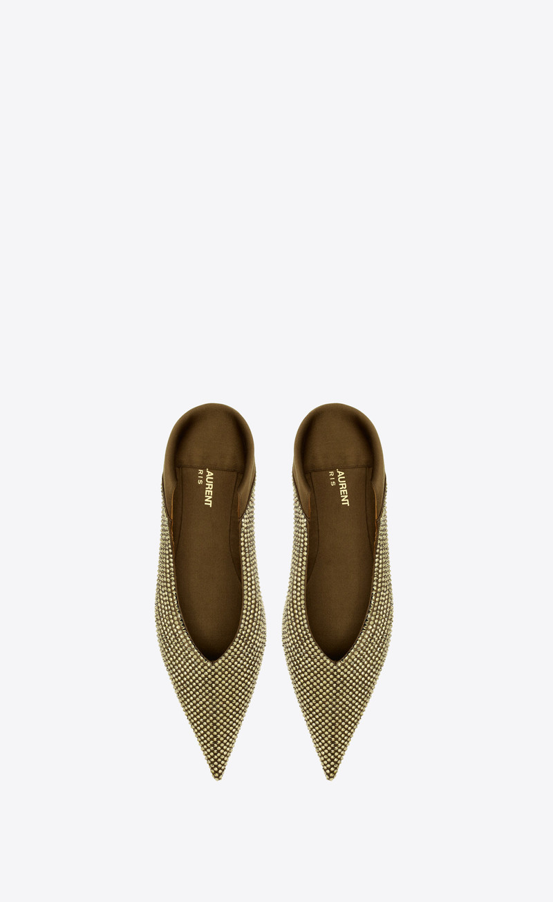 SAINT LAURENT nour slippers in satin crepe and rhinestones outlook