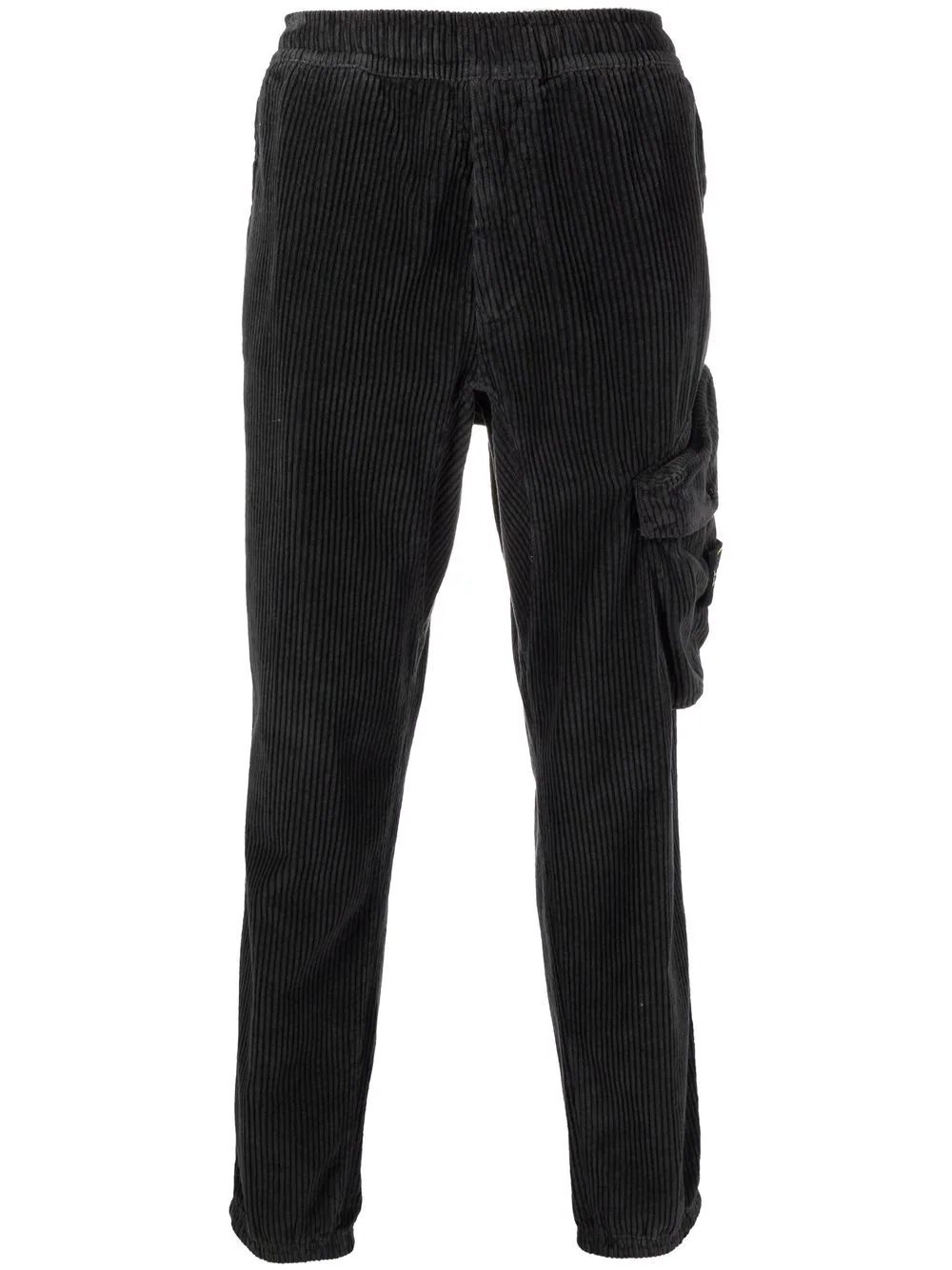 logo-patch corduroy trousers - 1