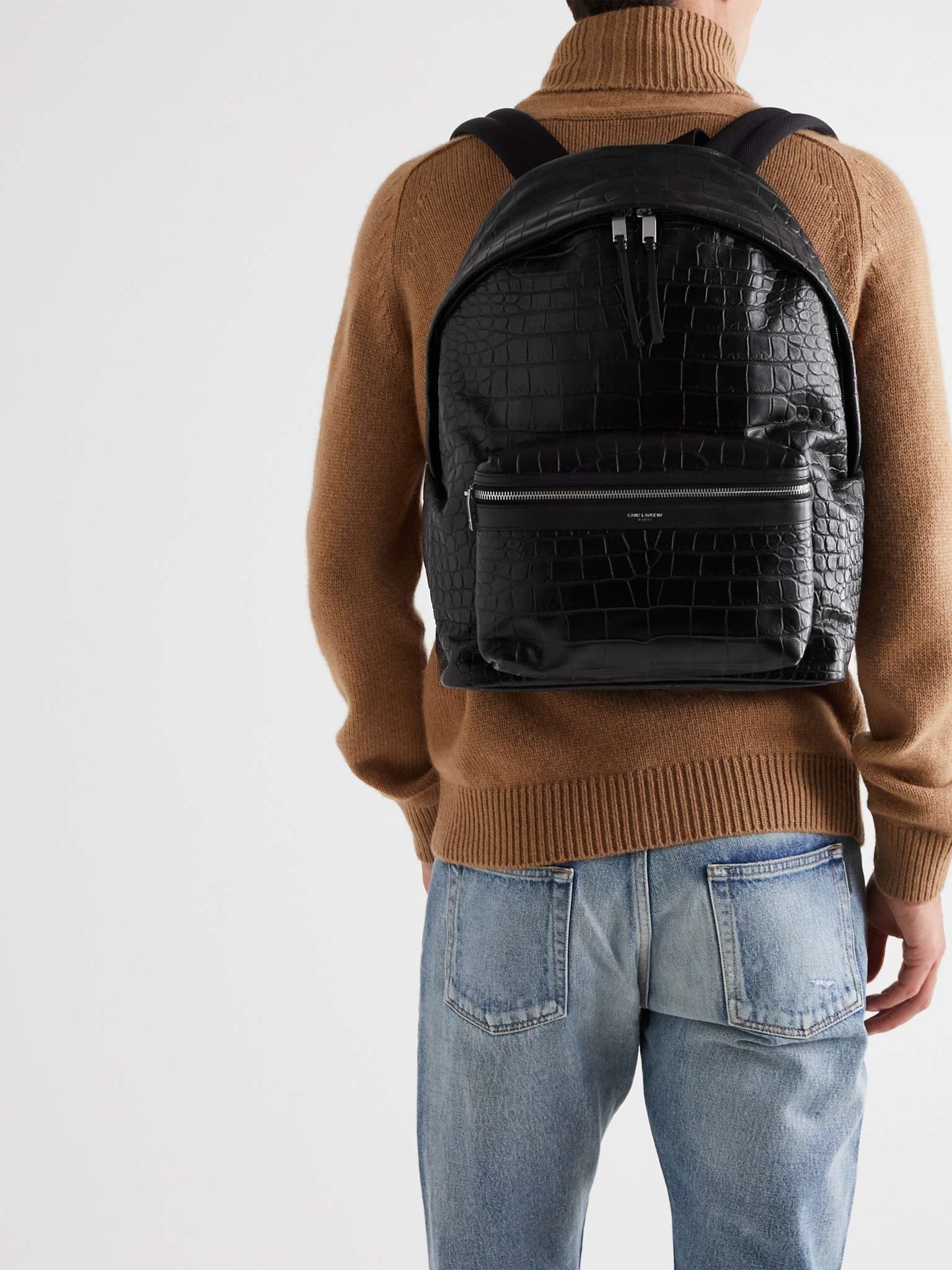 City Croc-Effect Leather Backpack - 2