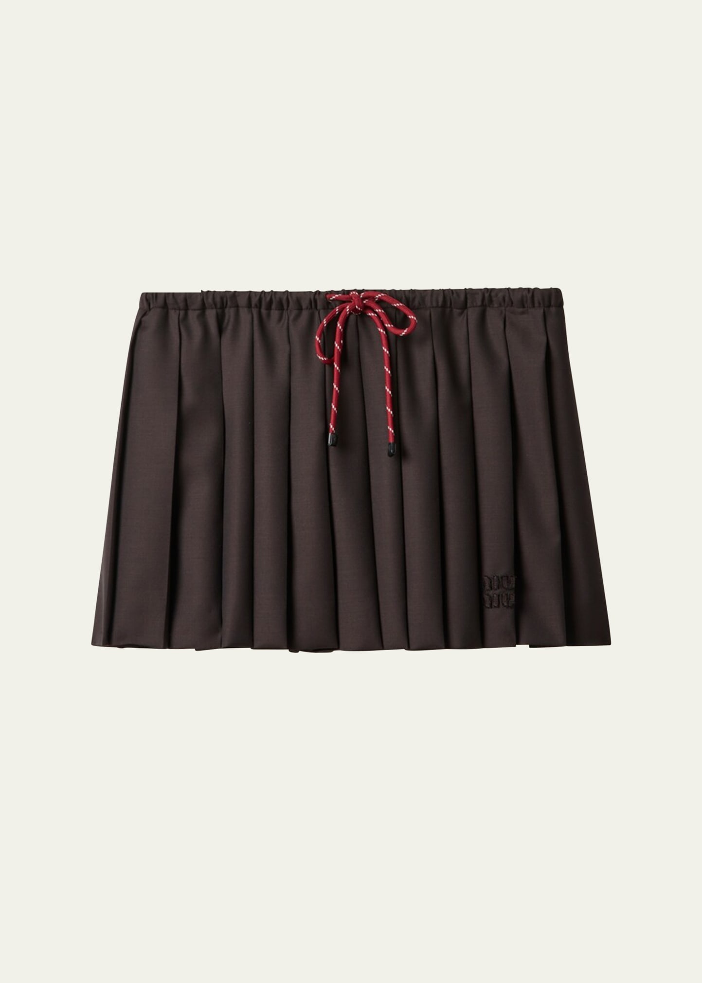 Pleated Drawstring Mini Skirt - 1