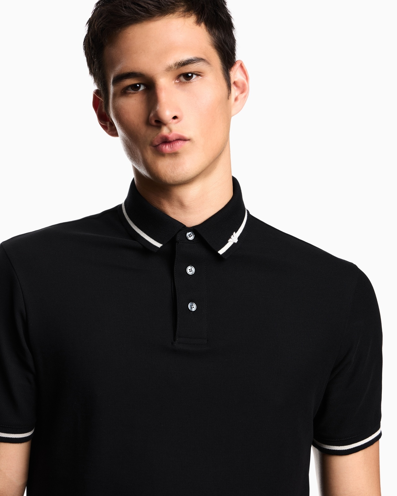 PIQUÉ POLO SHIRT WITH MICRO EAGLE EMBROIDERY AND TRIM - 5